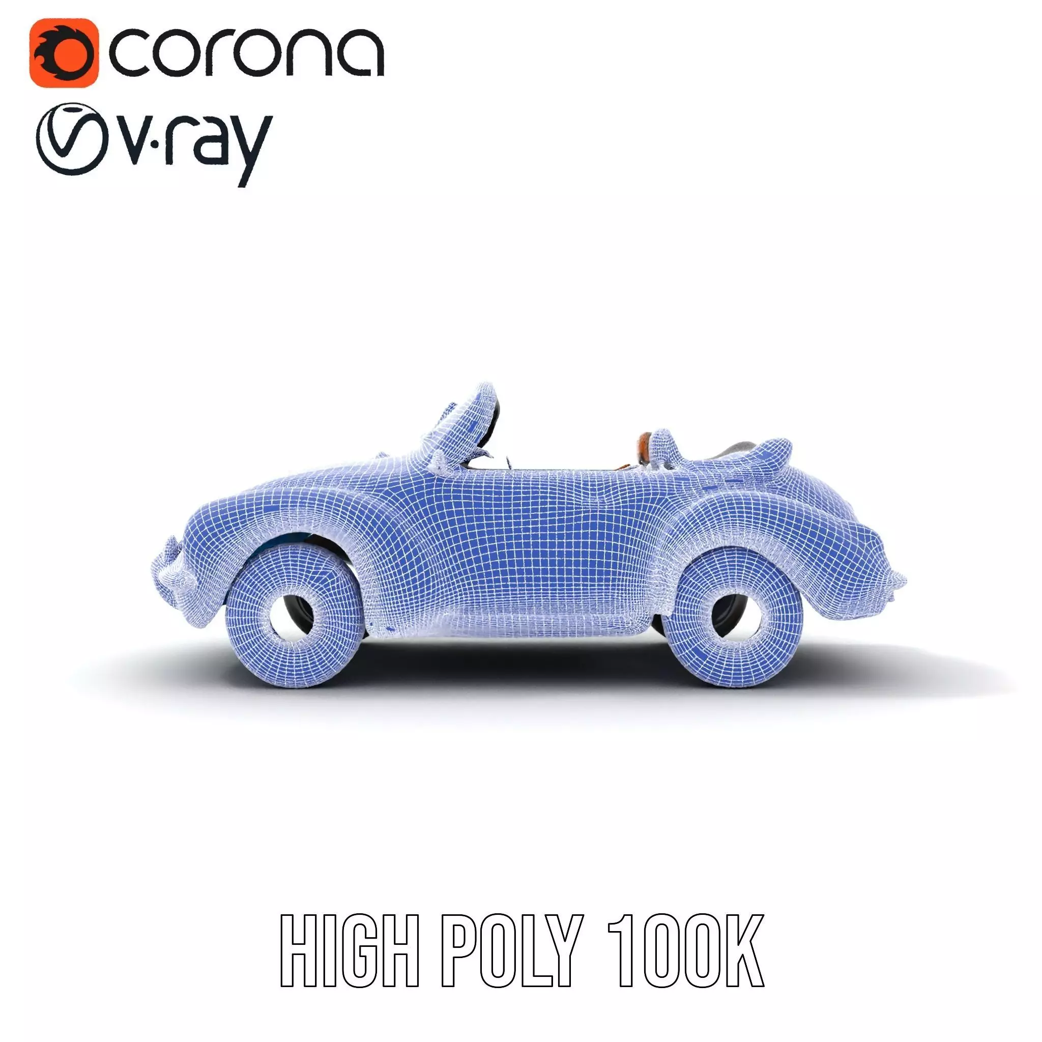 Classic Teal Convertible model pack Low-poly 3D model_35