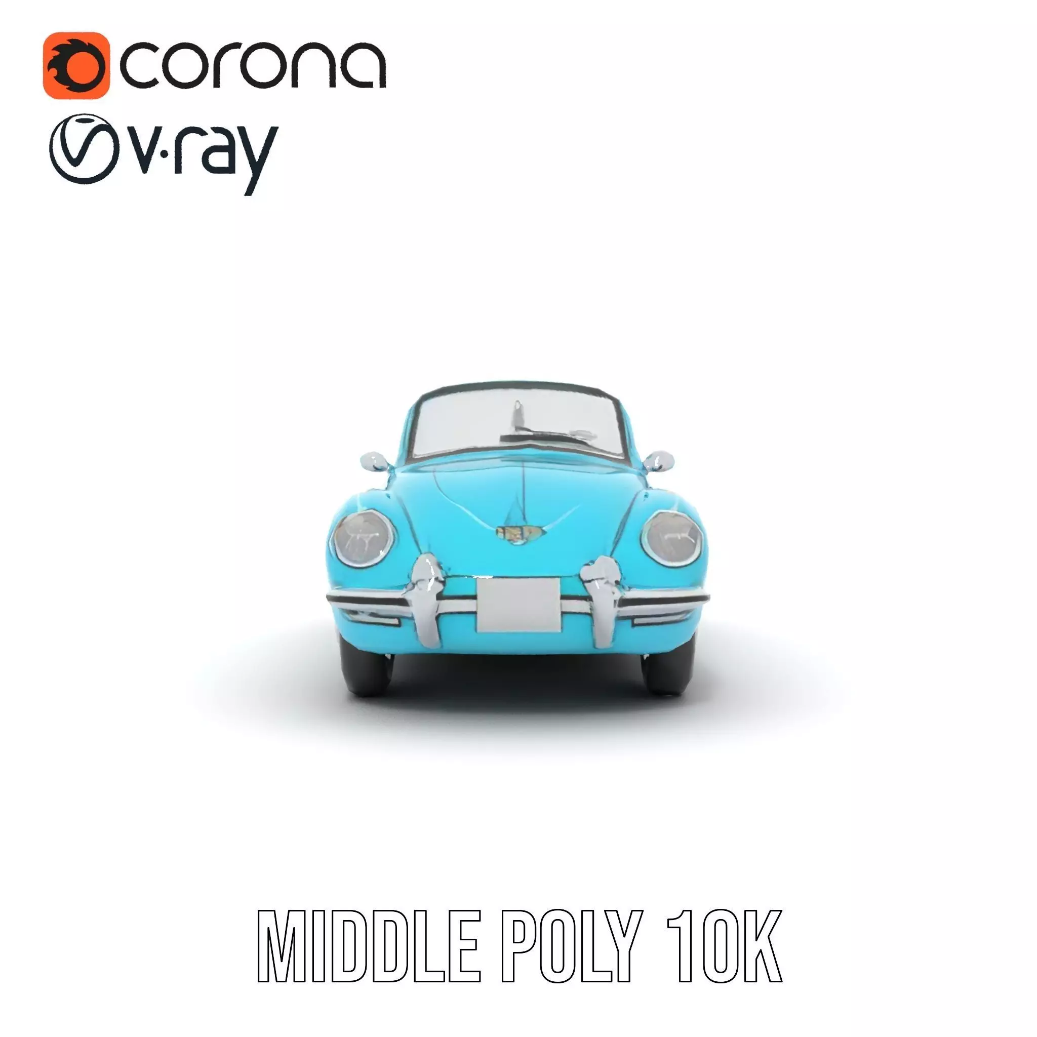 Classic Teal Convertible model pack Low-poly 3D model_28