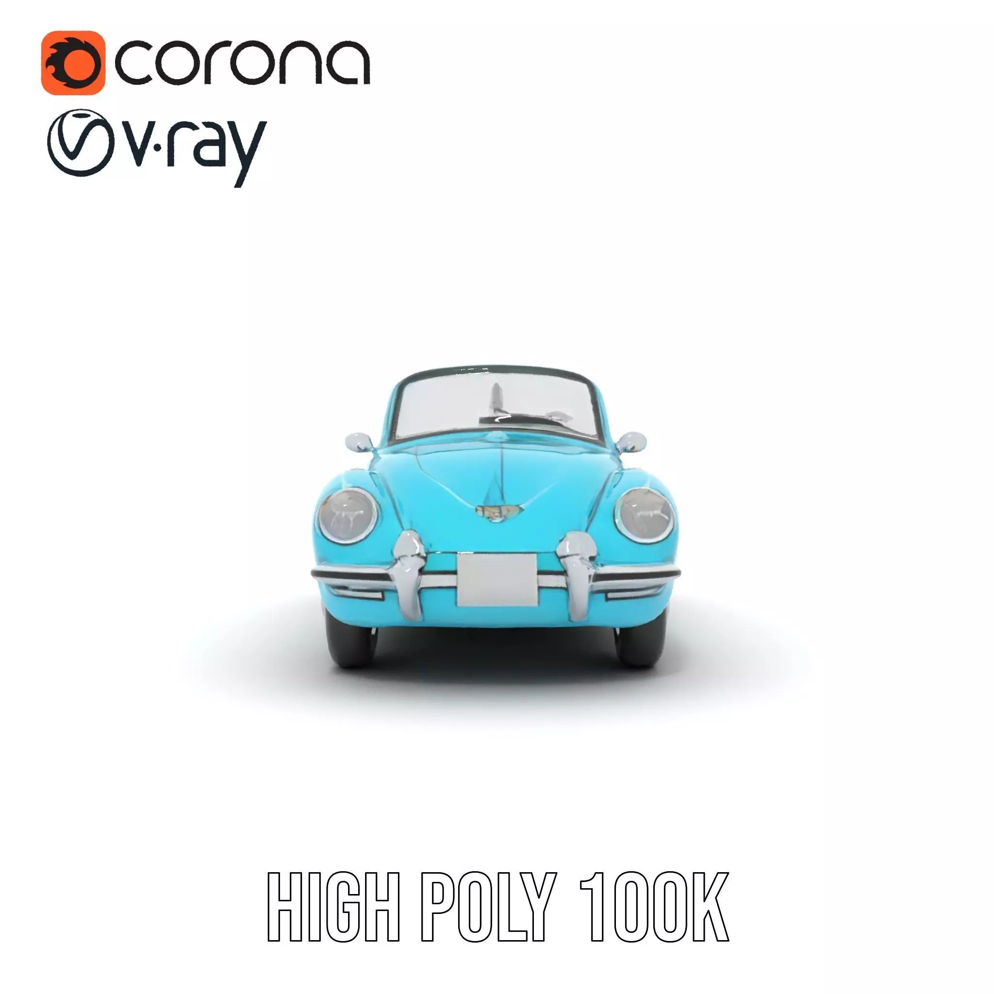 Classic Teal Convertible model pack Low-poly 3D model_30