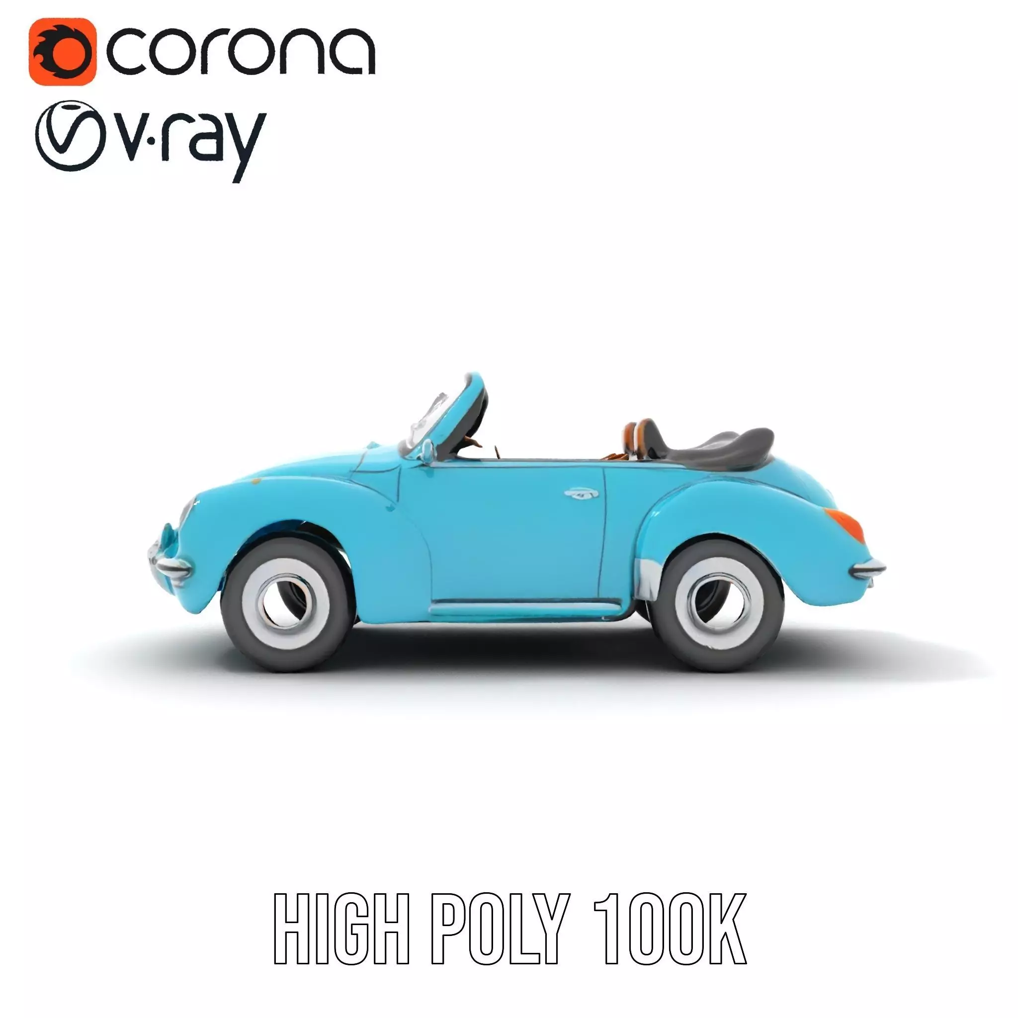 Classic Teal Convertible model pack Low-poly 3D model_27