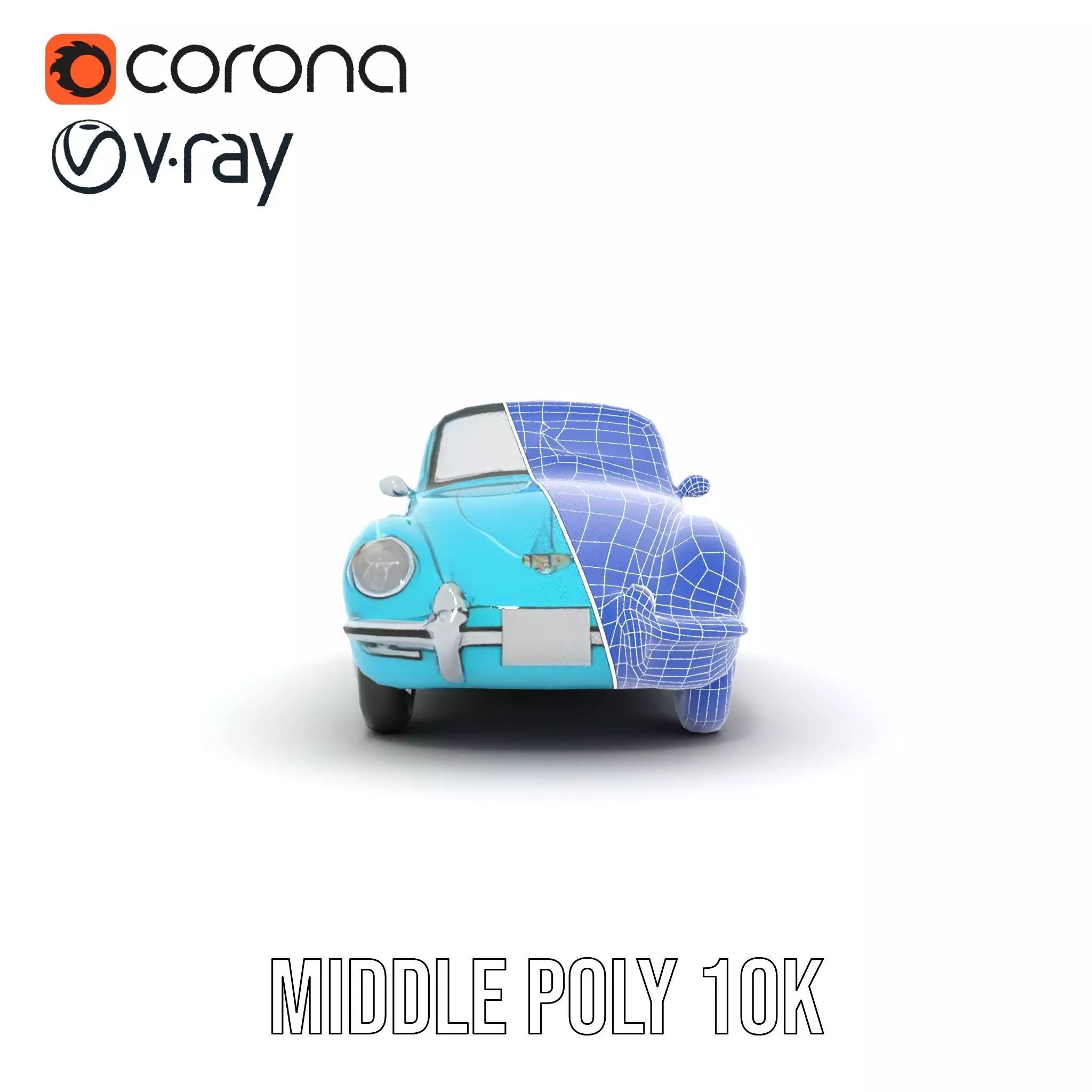 Classic Teal Convertible model pack Low-poly 3D model_22