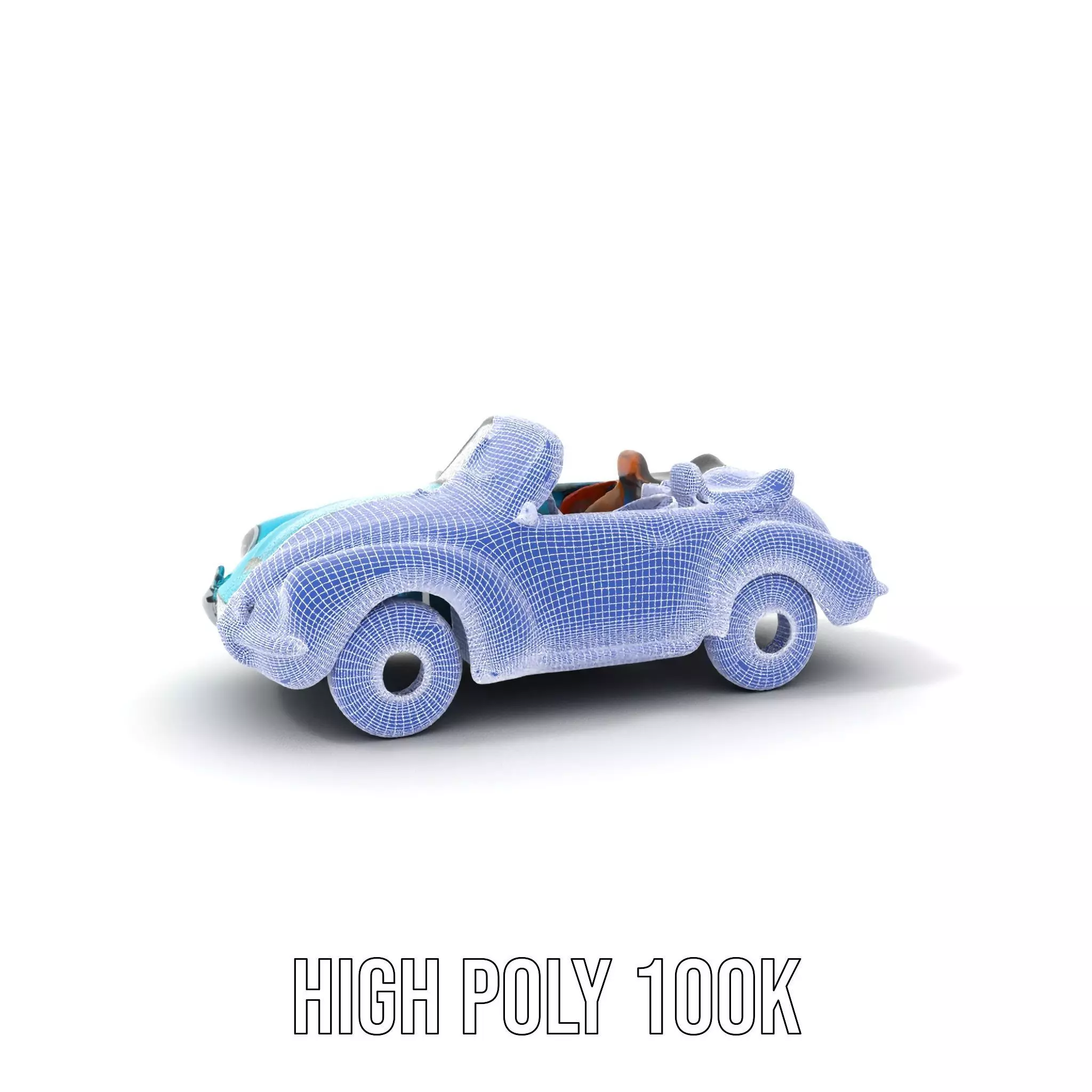 Classic Teal Convertible model pack Low-poly 3D model_5