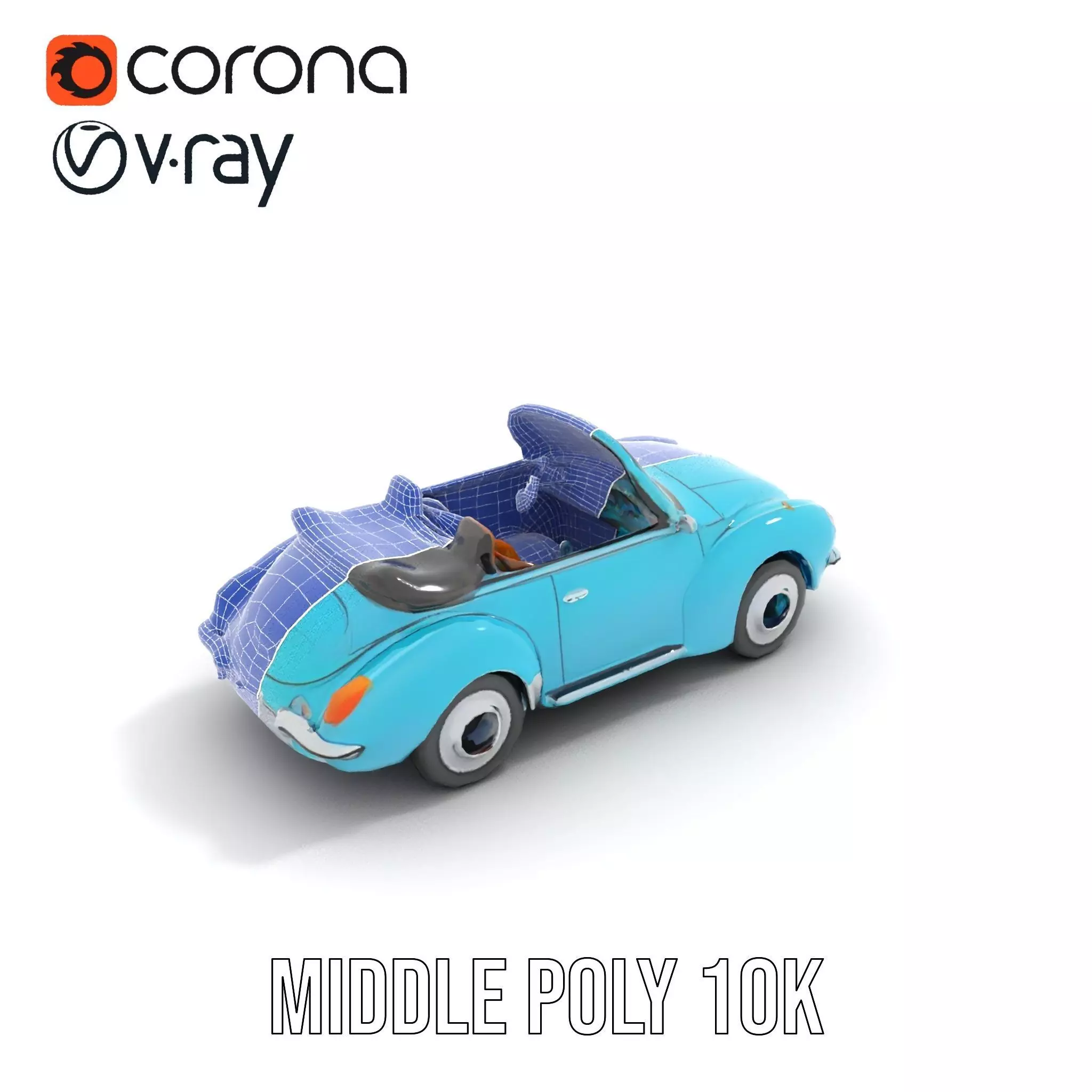 Classic Teal Convertible model pack Low-poly 3D model_25
