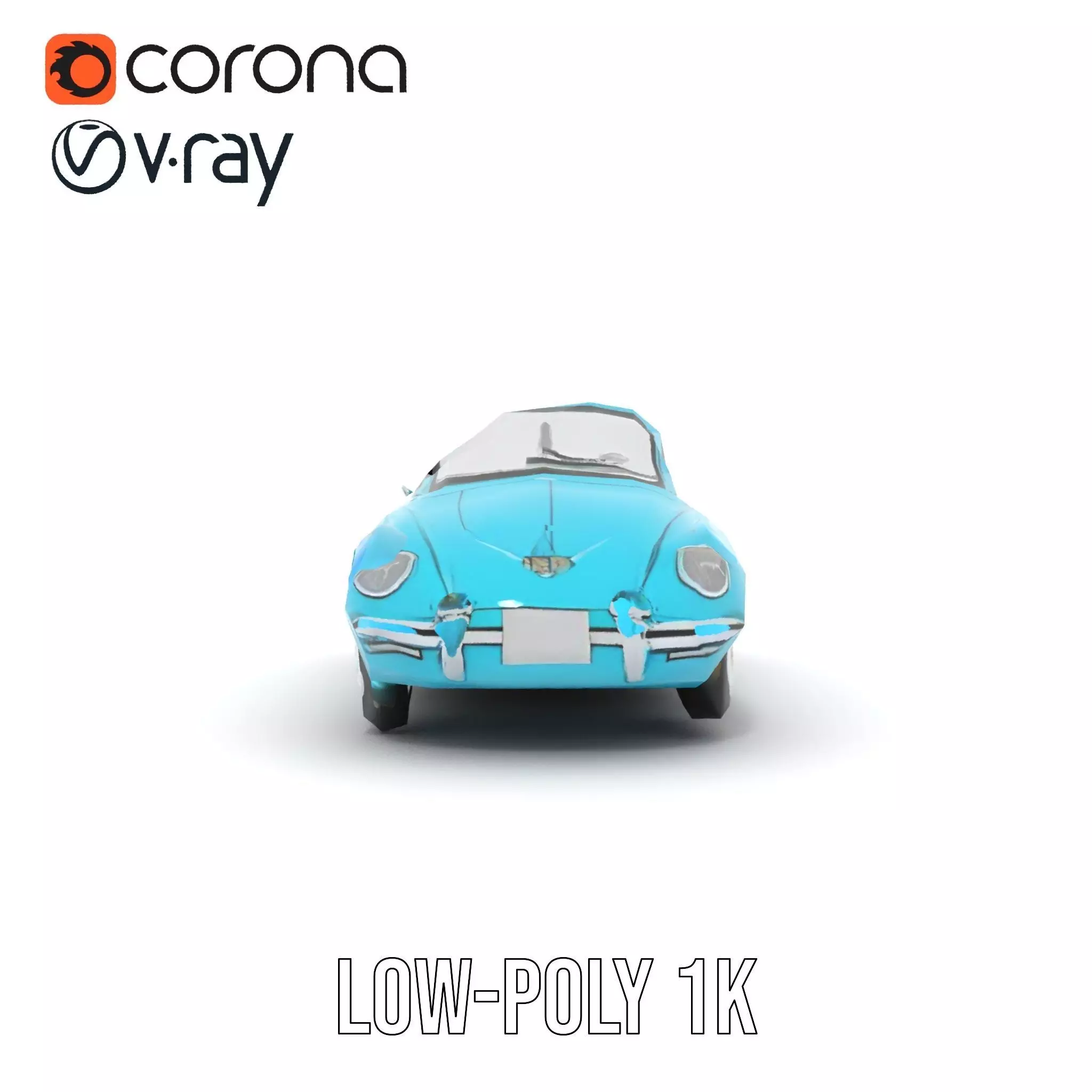 Classic Teal Convertible model pack Low-poly 3D model_32