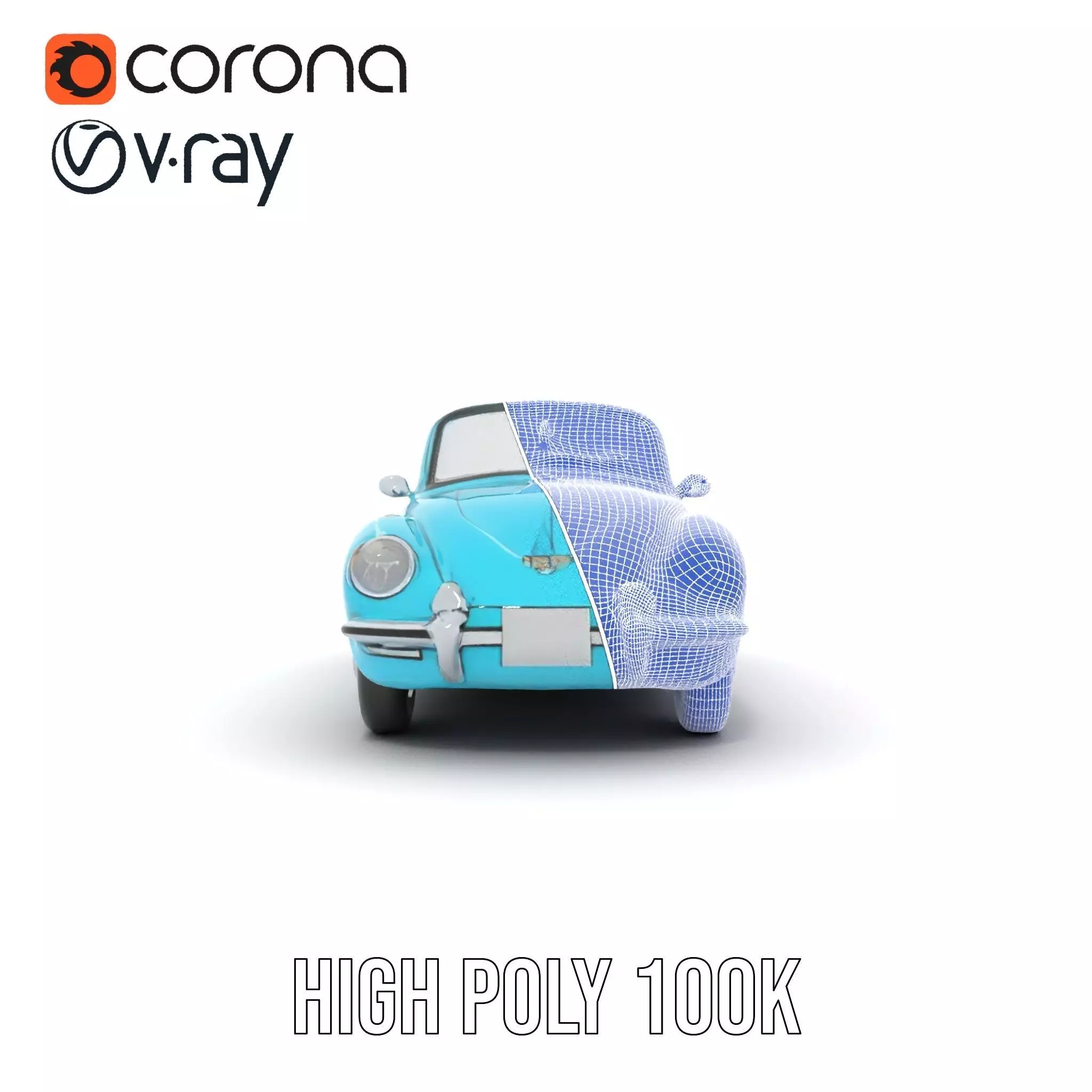 Classic Teal Convertible model pack Low-poly 3D model_33