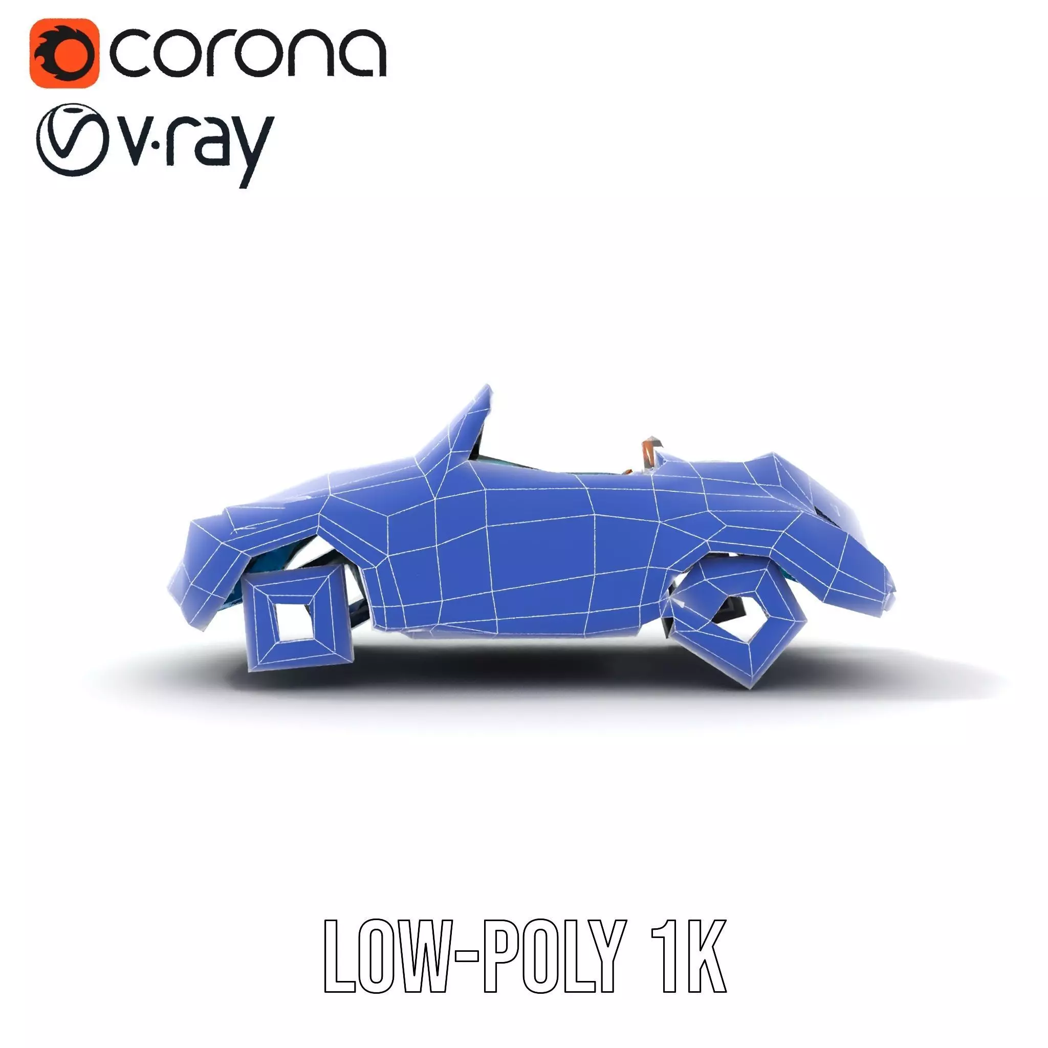 Classic Teal Convertible model pack Low-poly 3D model_17