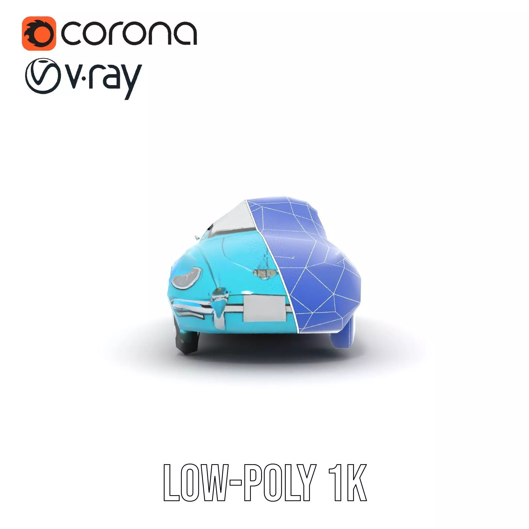 Classic Teal Convertible model pack Low-poly 3D model_20