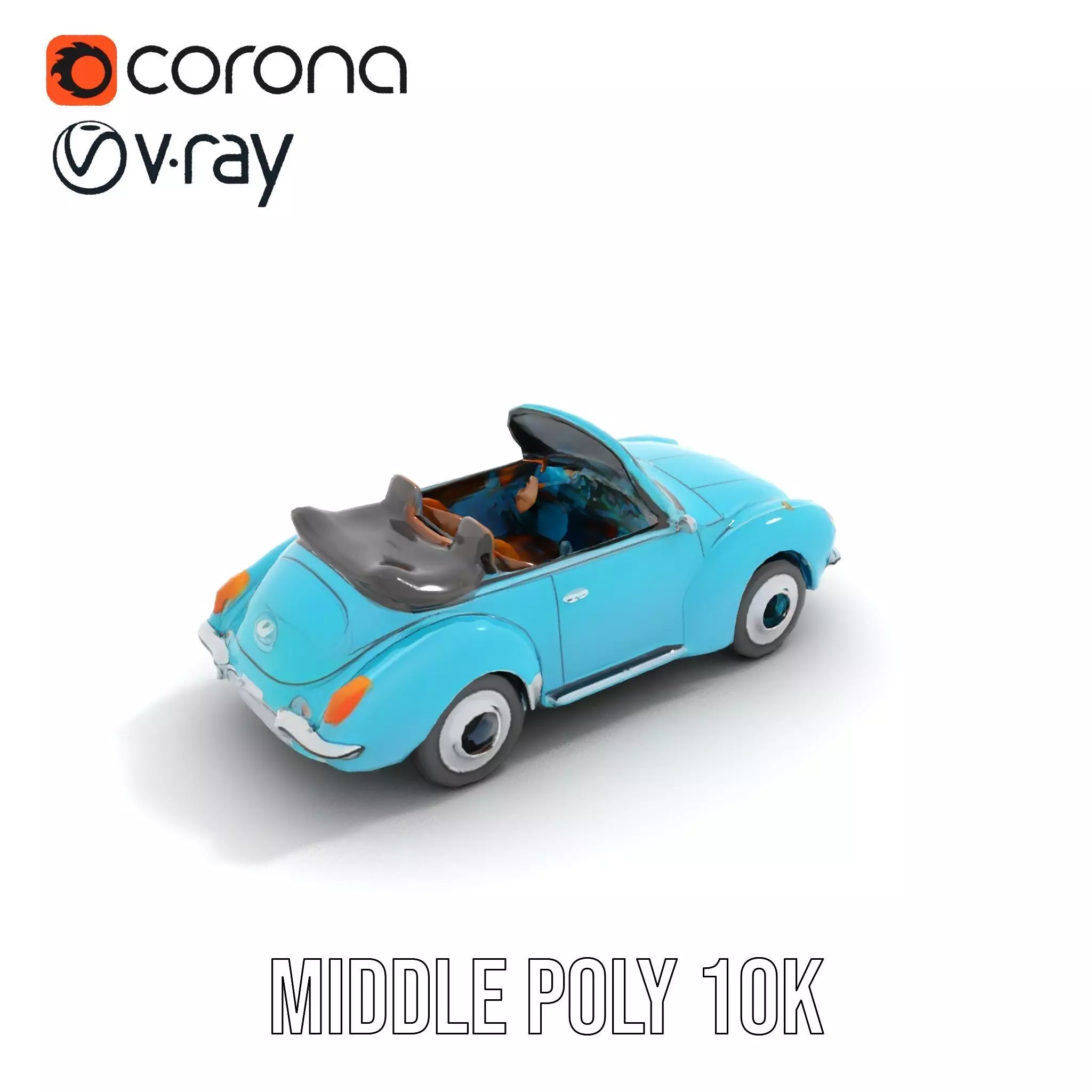 Classic Teal Convertible model pack Low-poly 3D model_13