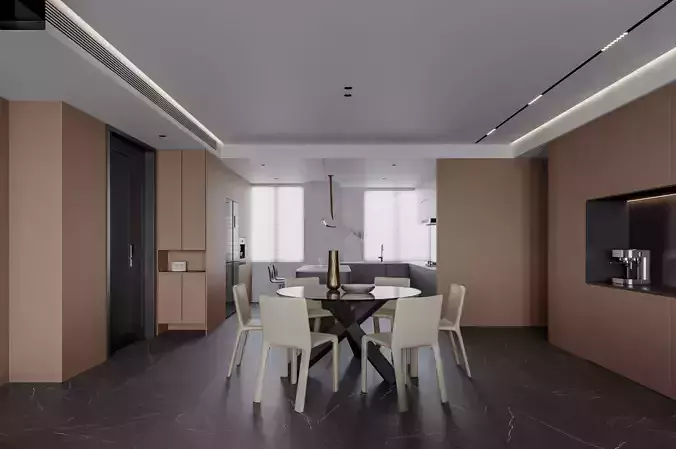 modern living and dining room interior 