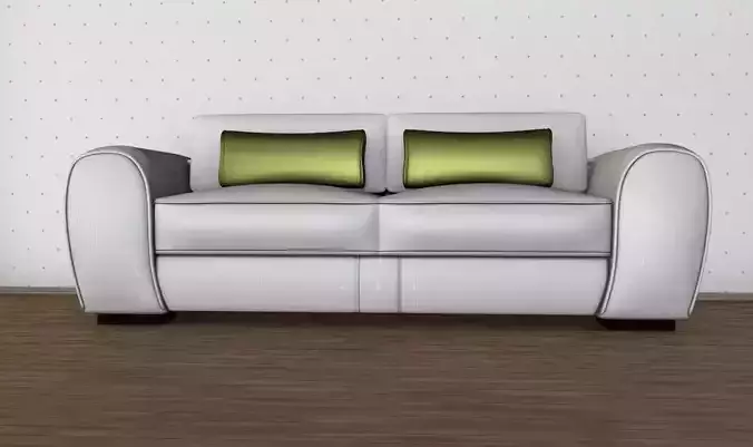 Sofa leather art deco style 3D model