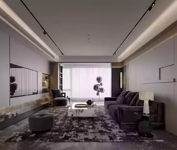 luxury living and dining room interior 