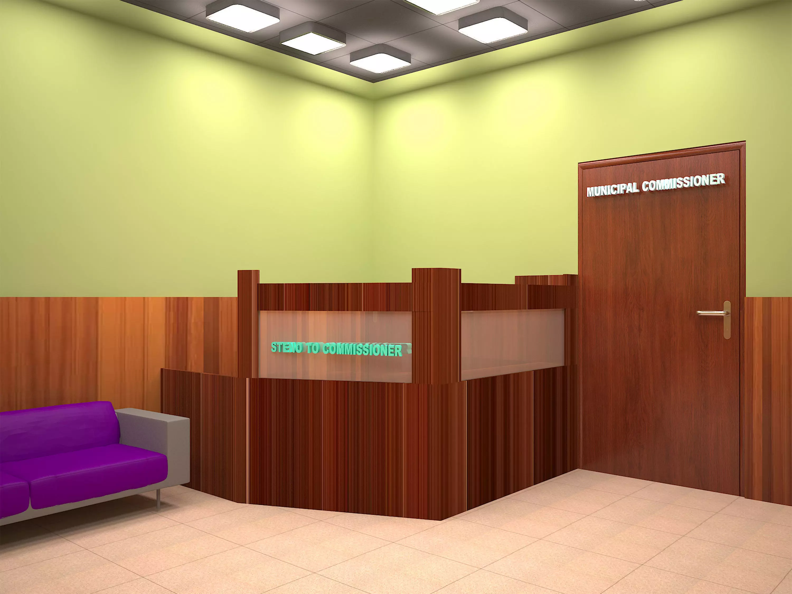 Decorative office furniture view Free 3D model_0