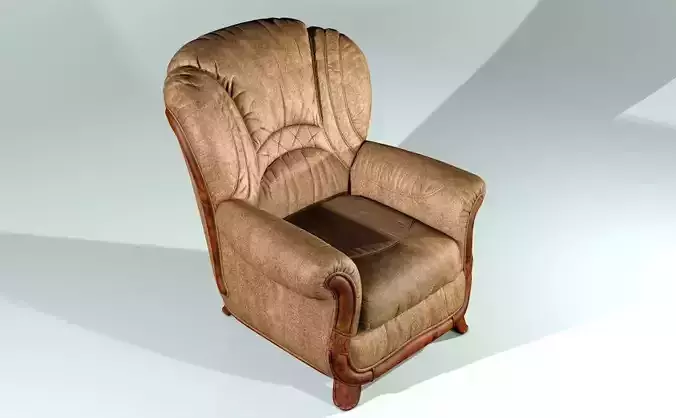Leather armchair with wooden details