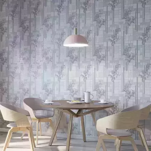 Lilac Floral Geometric Wallpaper 
