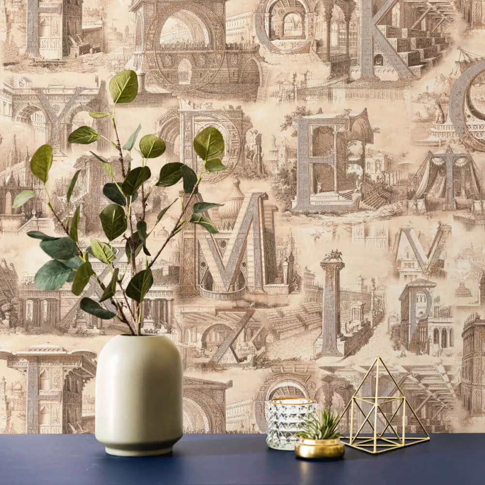 Vintage Architectural Alphabet Wallpaper  Texture_0
