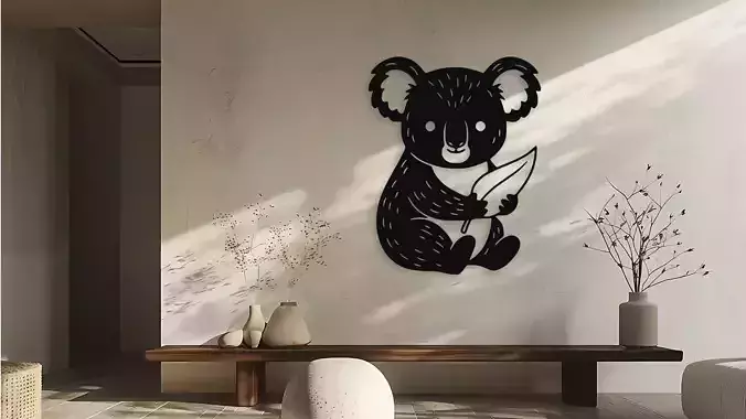 Cute Koala with Leaf Wall Decor