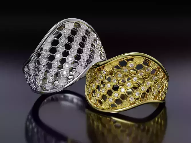 Honeycomb Flow Melee Diamond Ring
