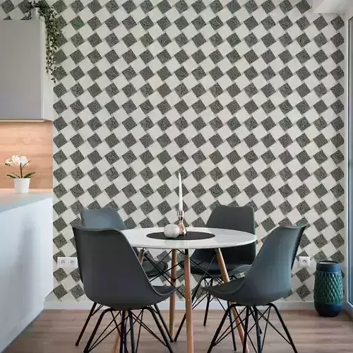 Emerald Animal Print Check Wallpaper