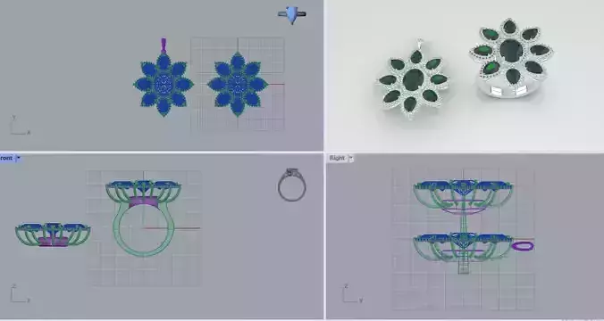 Necklace and ring anturaj set