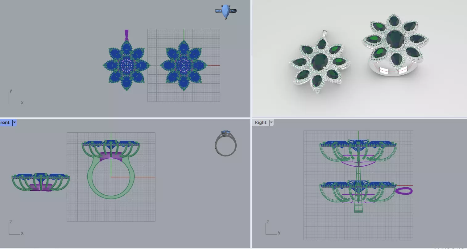 Necklace and ring anturaj set 3D model_0