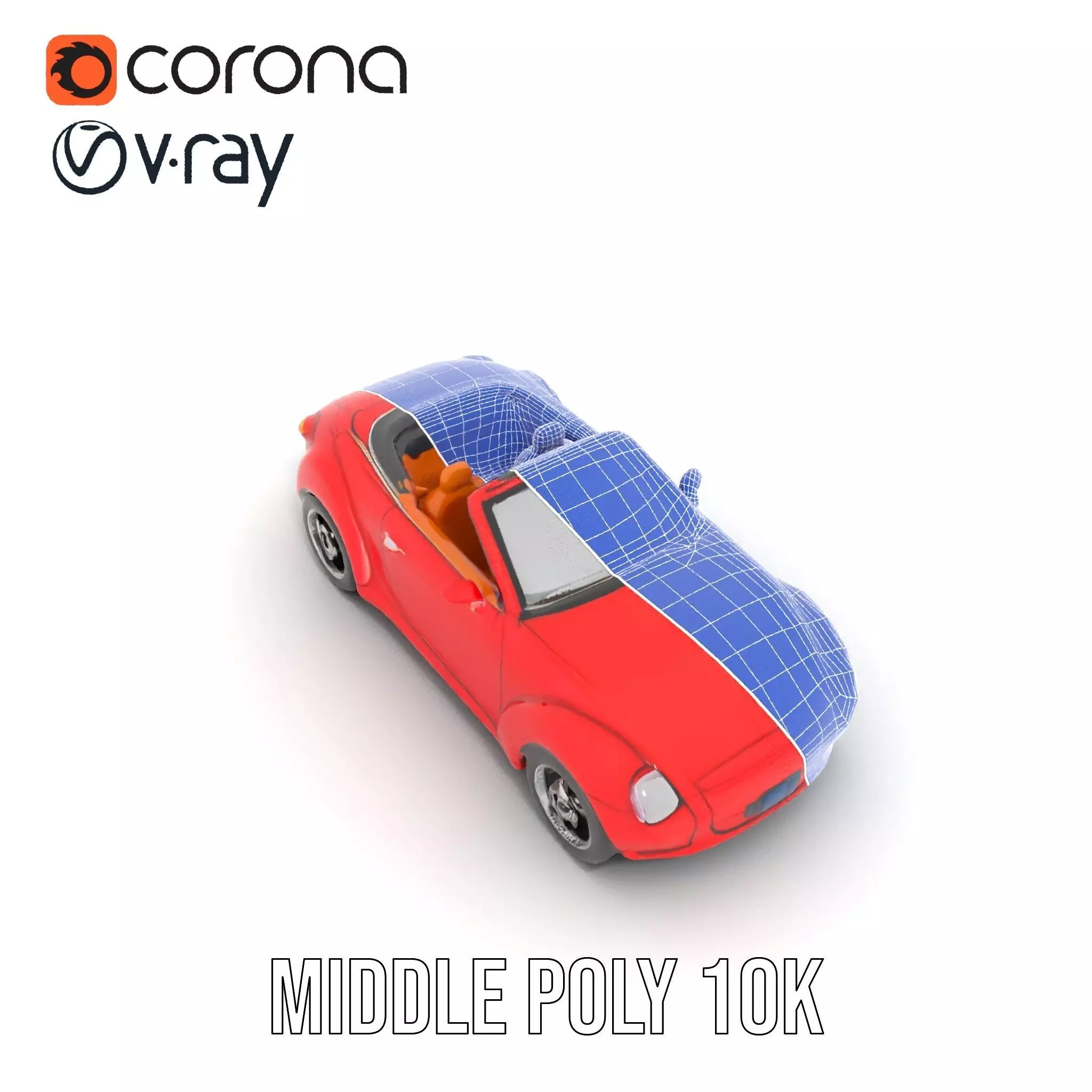 Classic Red Convertible model pack Low-poly 3D model_22
