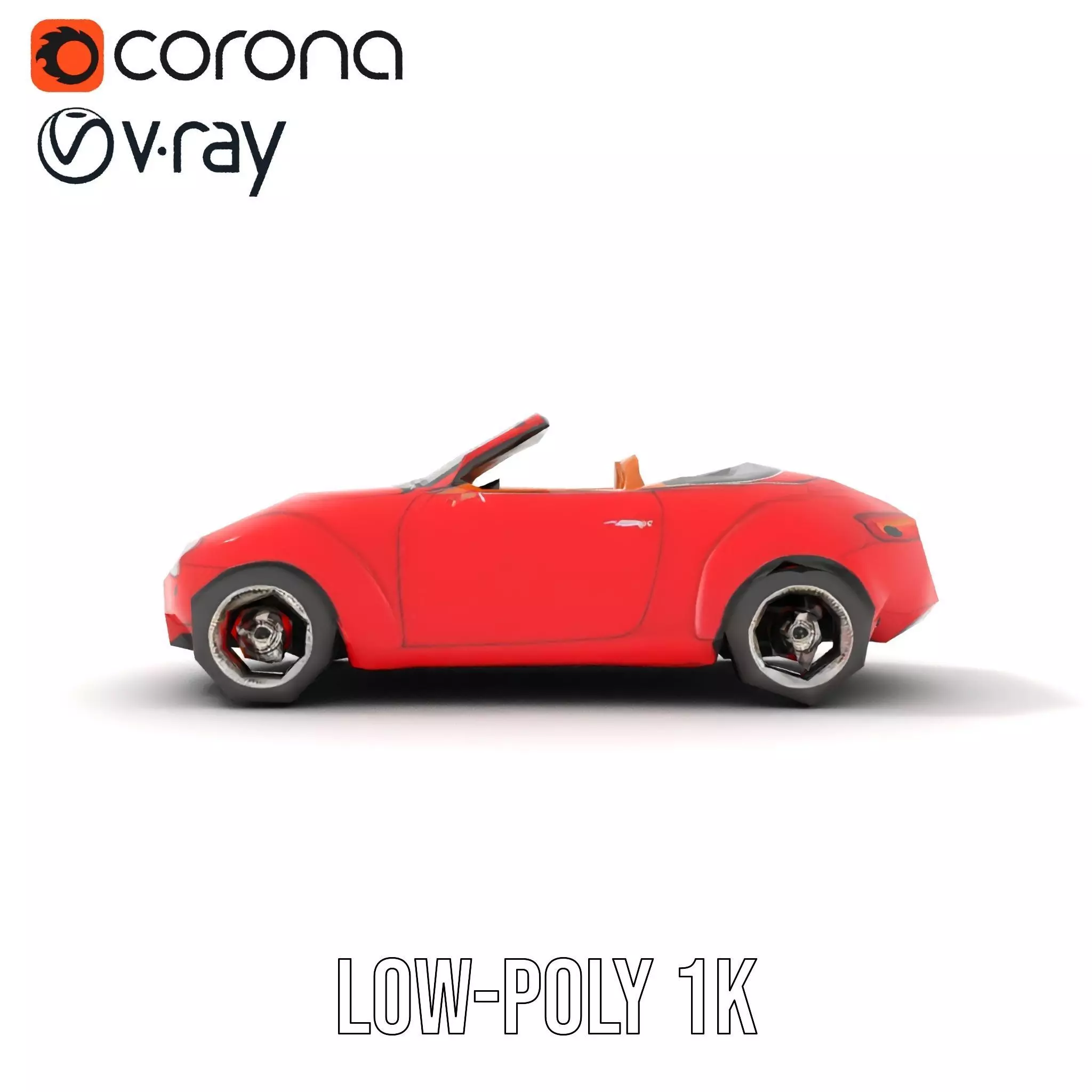 Classic Red Convertible model pack Low-poly 3D model_26