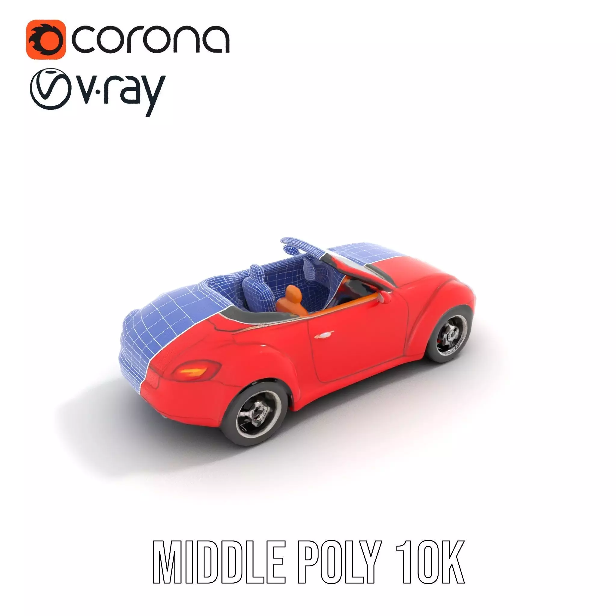 Classic Red Convertible model pack Low-poly 3D model_31
