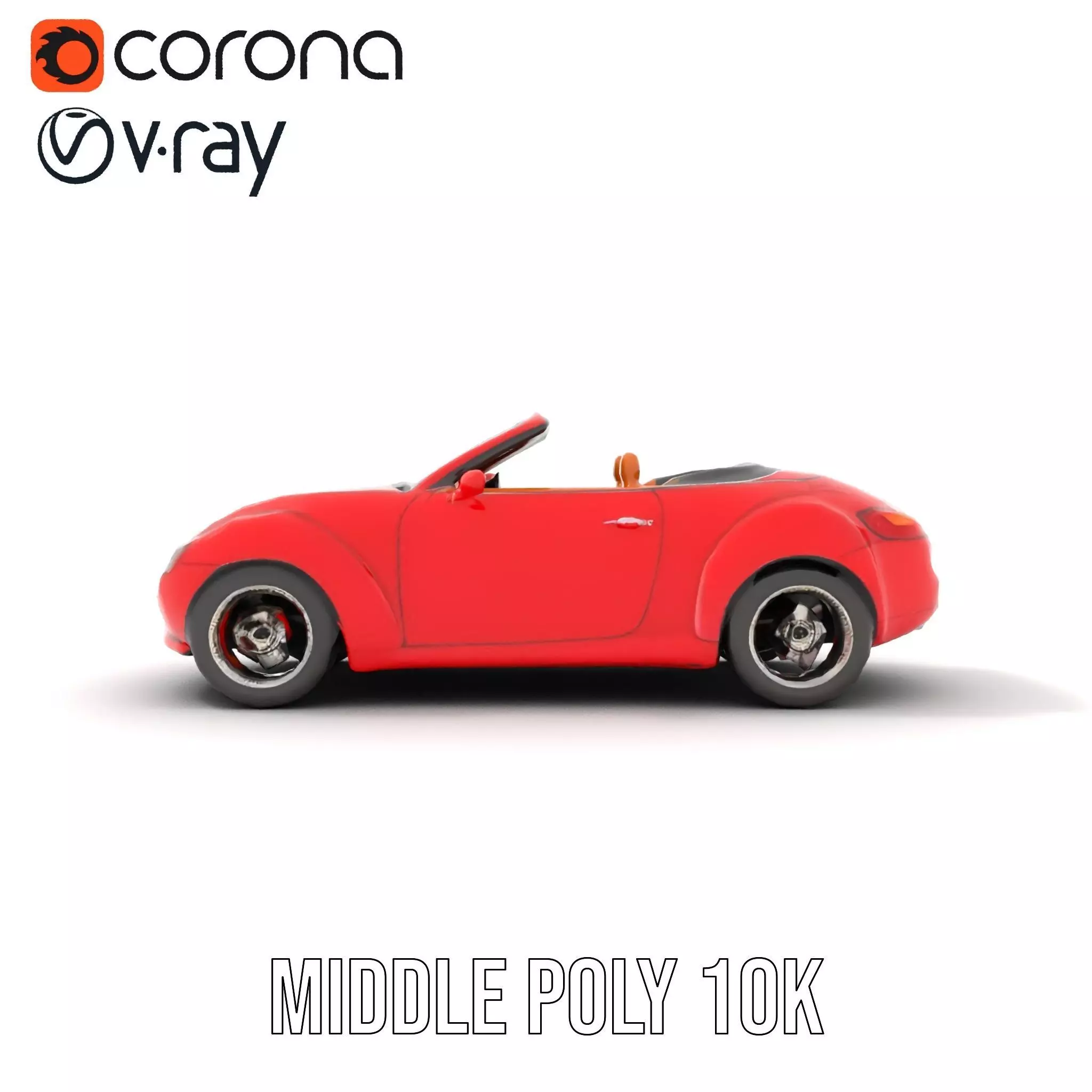 Classic Red Convertible model pack Low-poly 3D model_12