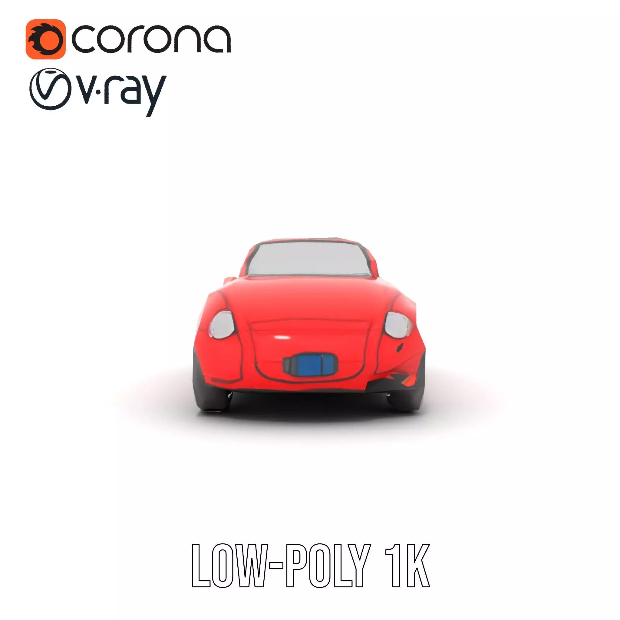 Classic Red Convertible model pack Low-poly 3D model_20