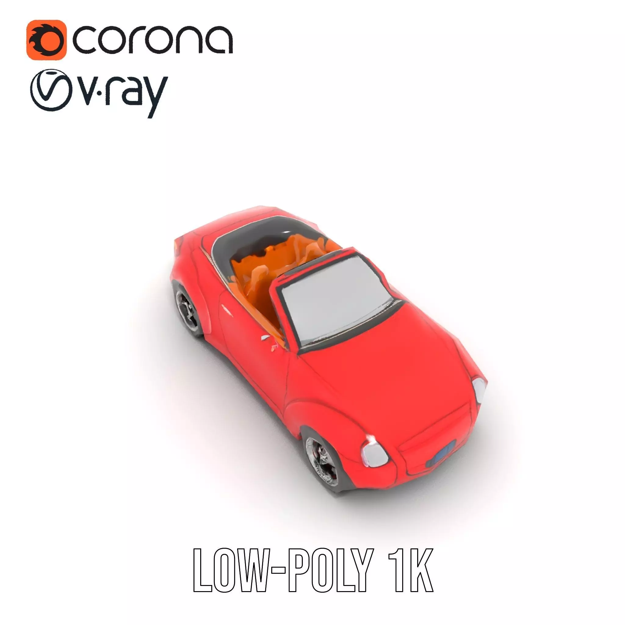Classic Red Convertible model pack Low-poly 3D model_29