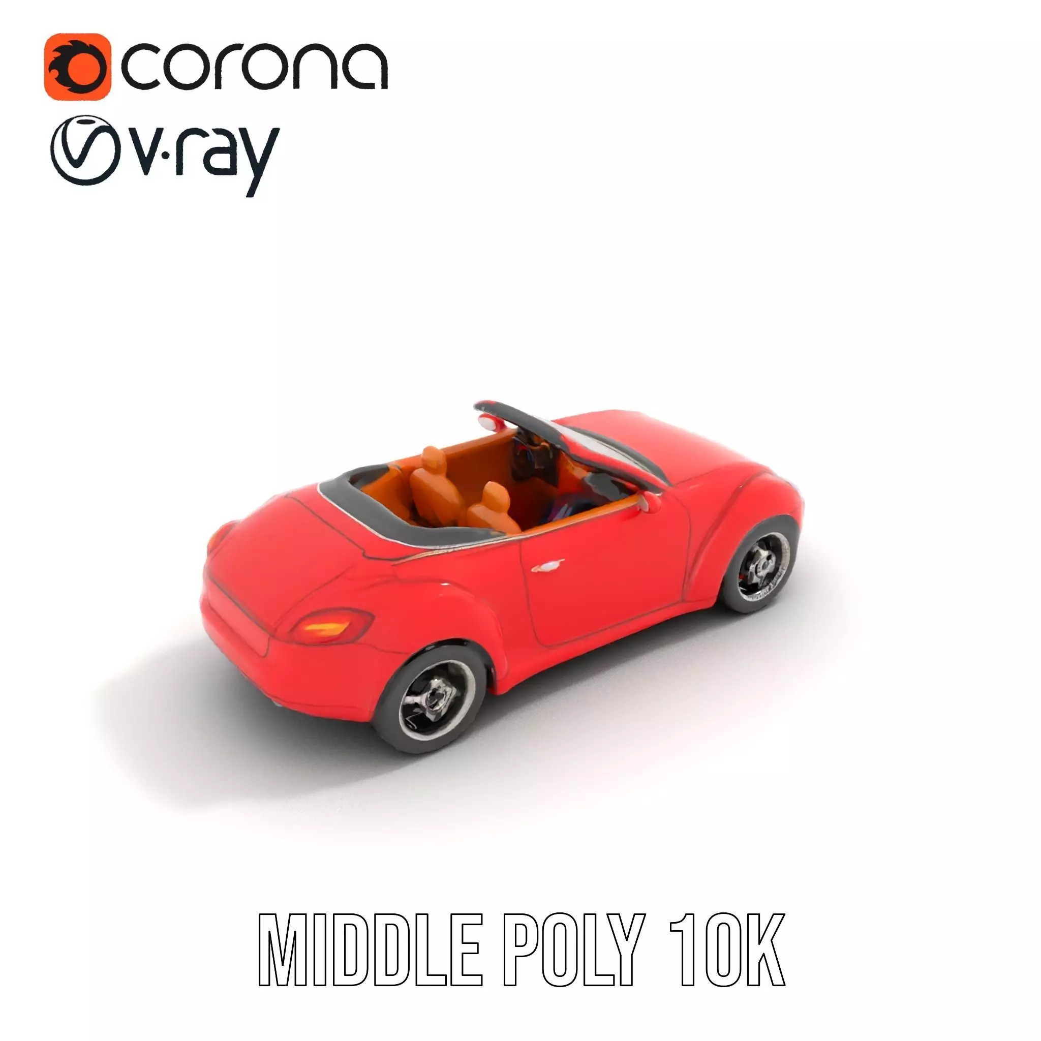 Classic Red Convertible model pack Low-poly 3D model_14