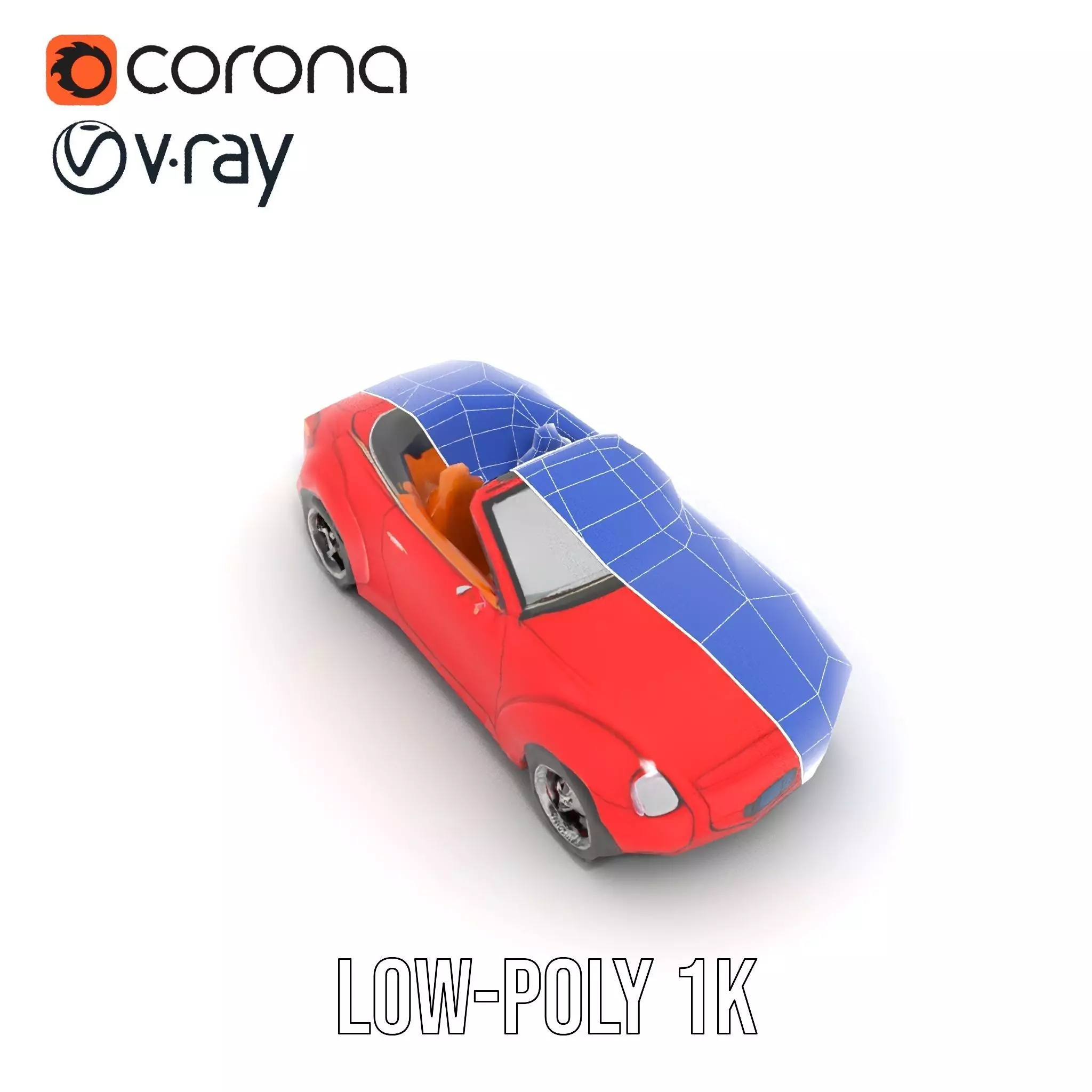 Classic Red Convertible model pack Low-poly 3D model_10