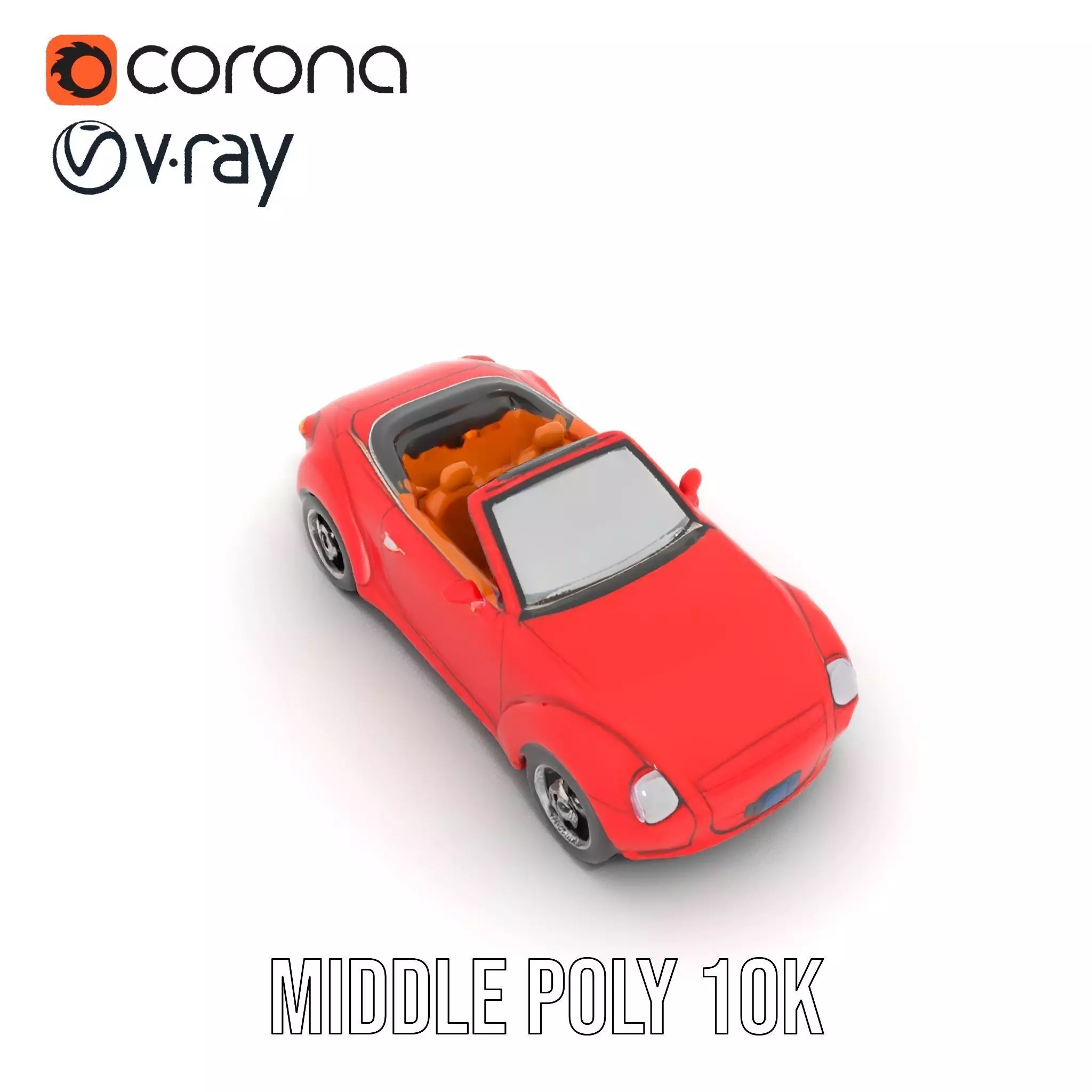 Classic Red Convertible model pack Low-poly 3D model_6