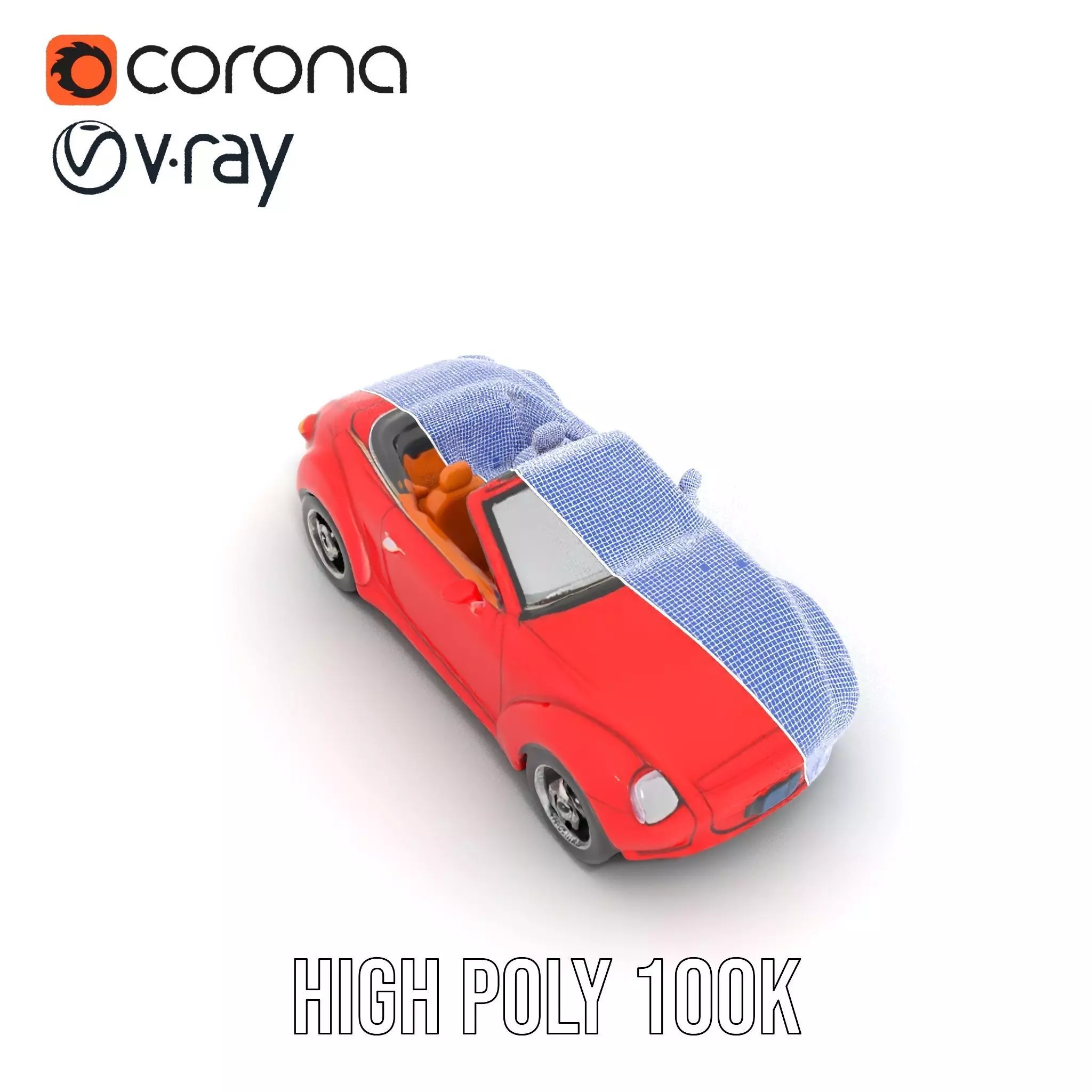 Classic Red Convertible model pack Low-poly 3D model_30