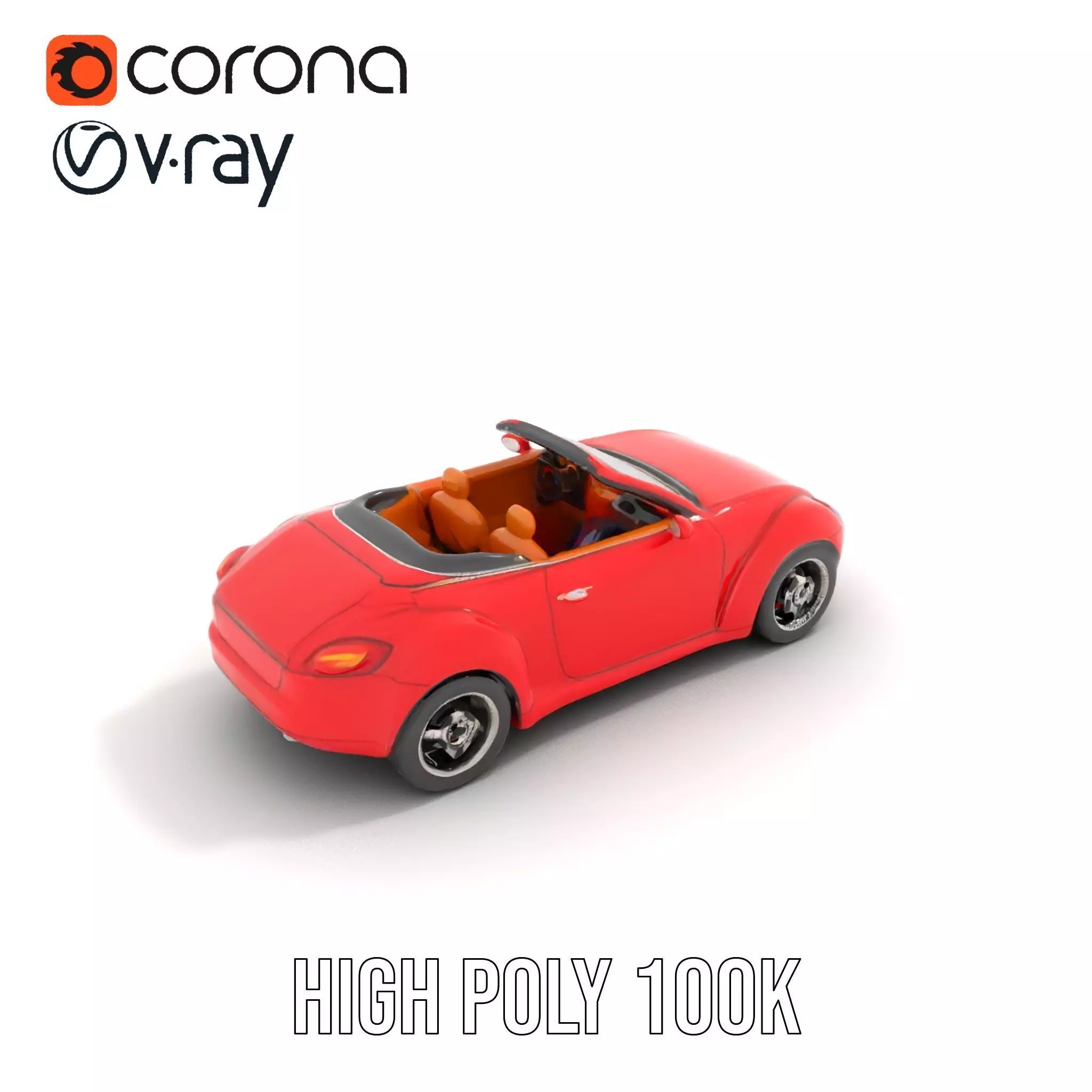 Classic Red Convertible model pack Low-poly 3D model_16