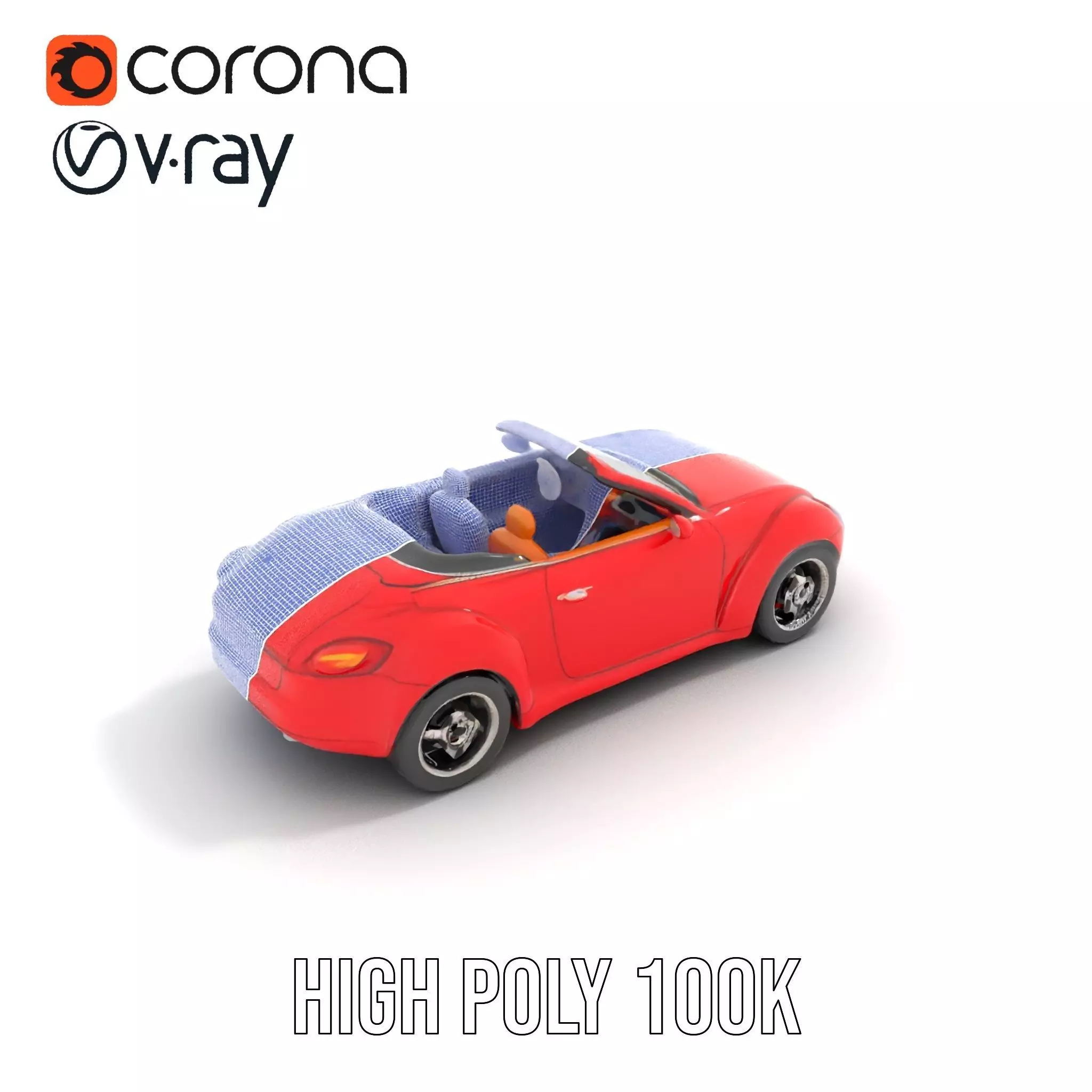 Classic Red Convertible model pack Low-poly 3D model_33