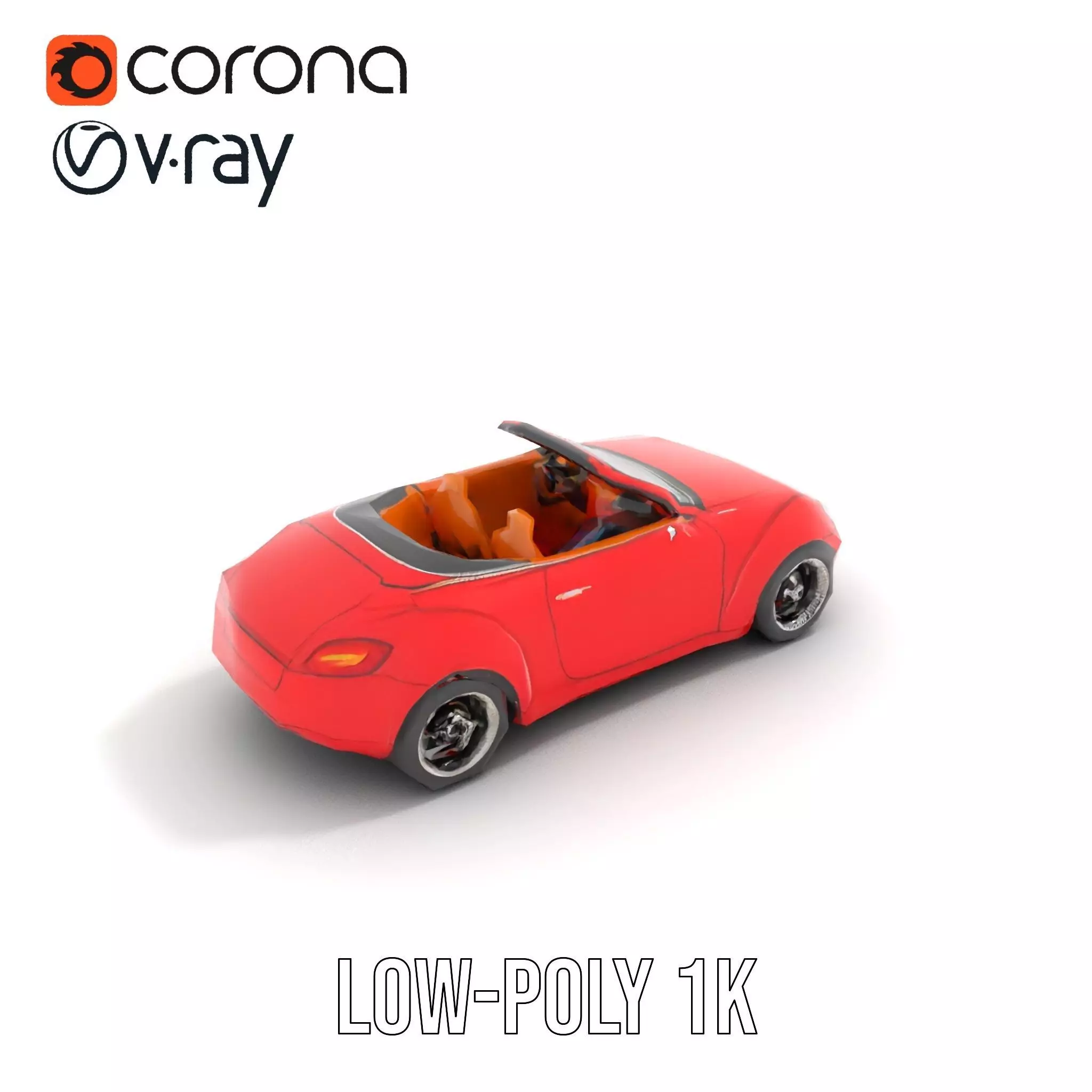 Classic Red Convertible model pack Low-poly 3D model_13