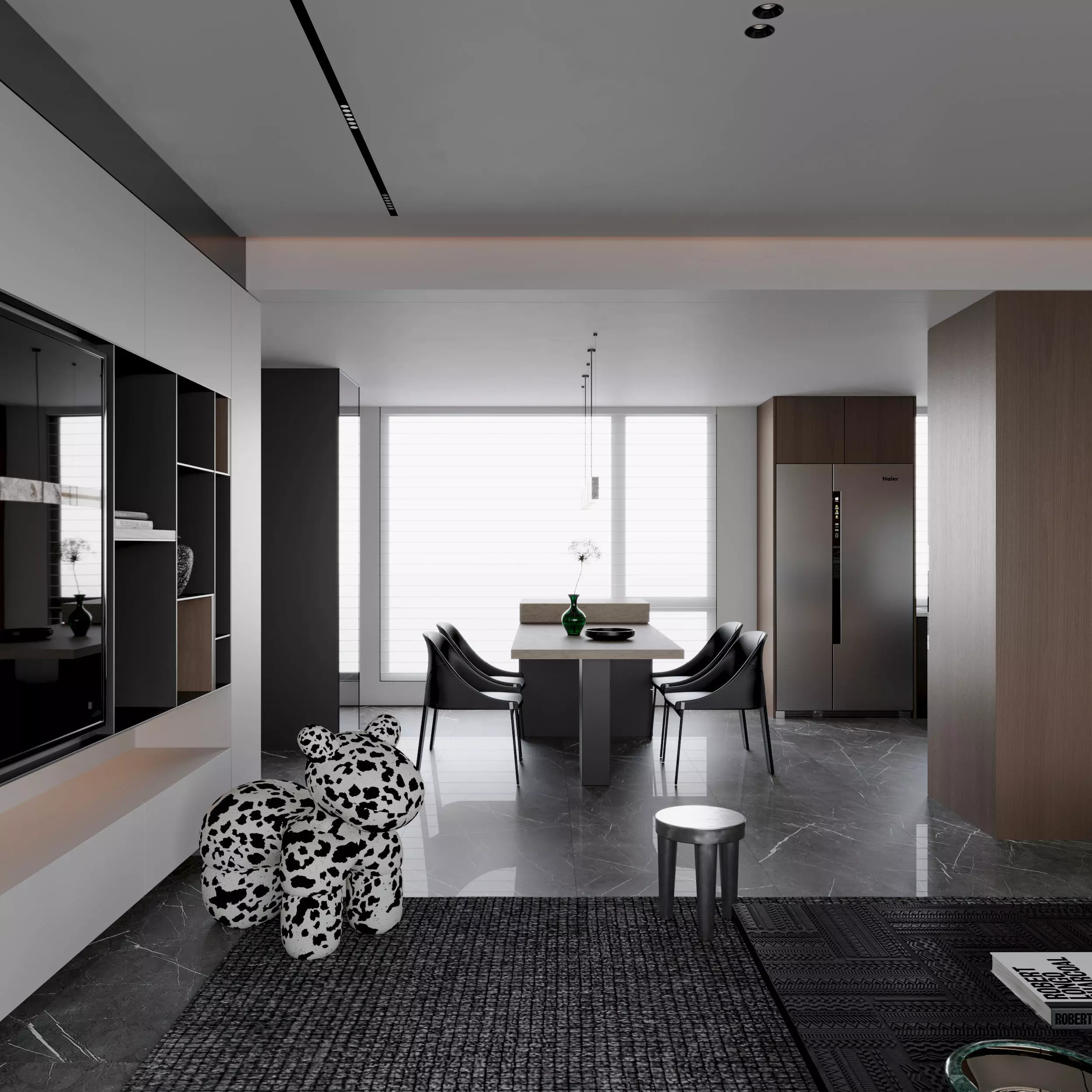 modern living and dining room interior  3D model_3