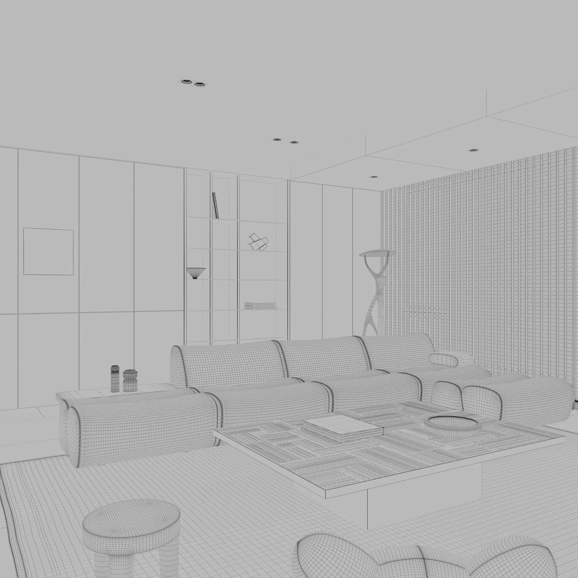 modern living and dining room interior  3D model_8