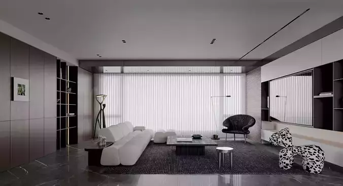 modern living and dining room interior 