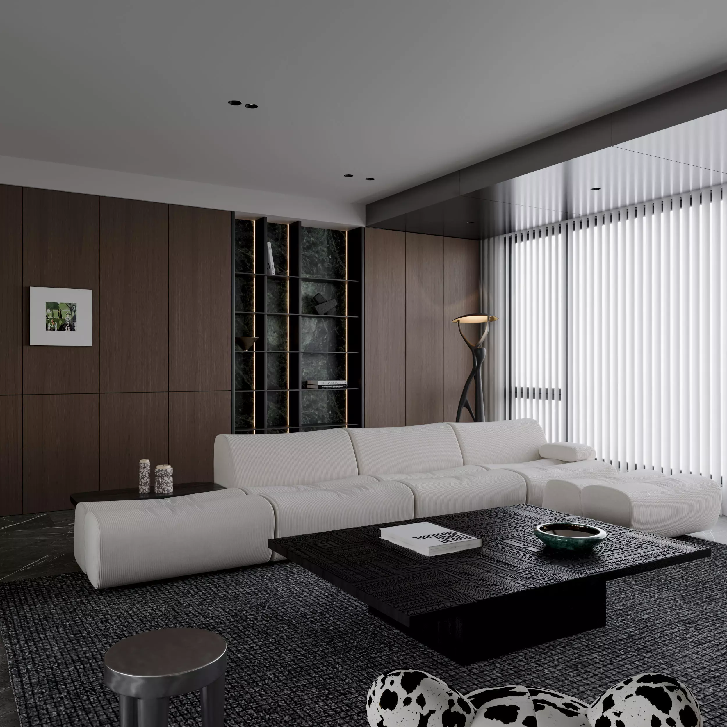 modern living and dining room interior  3D model_1