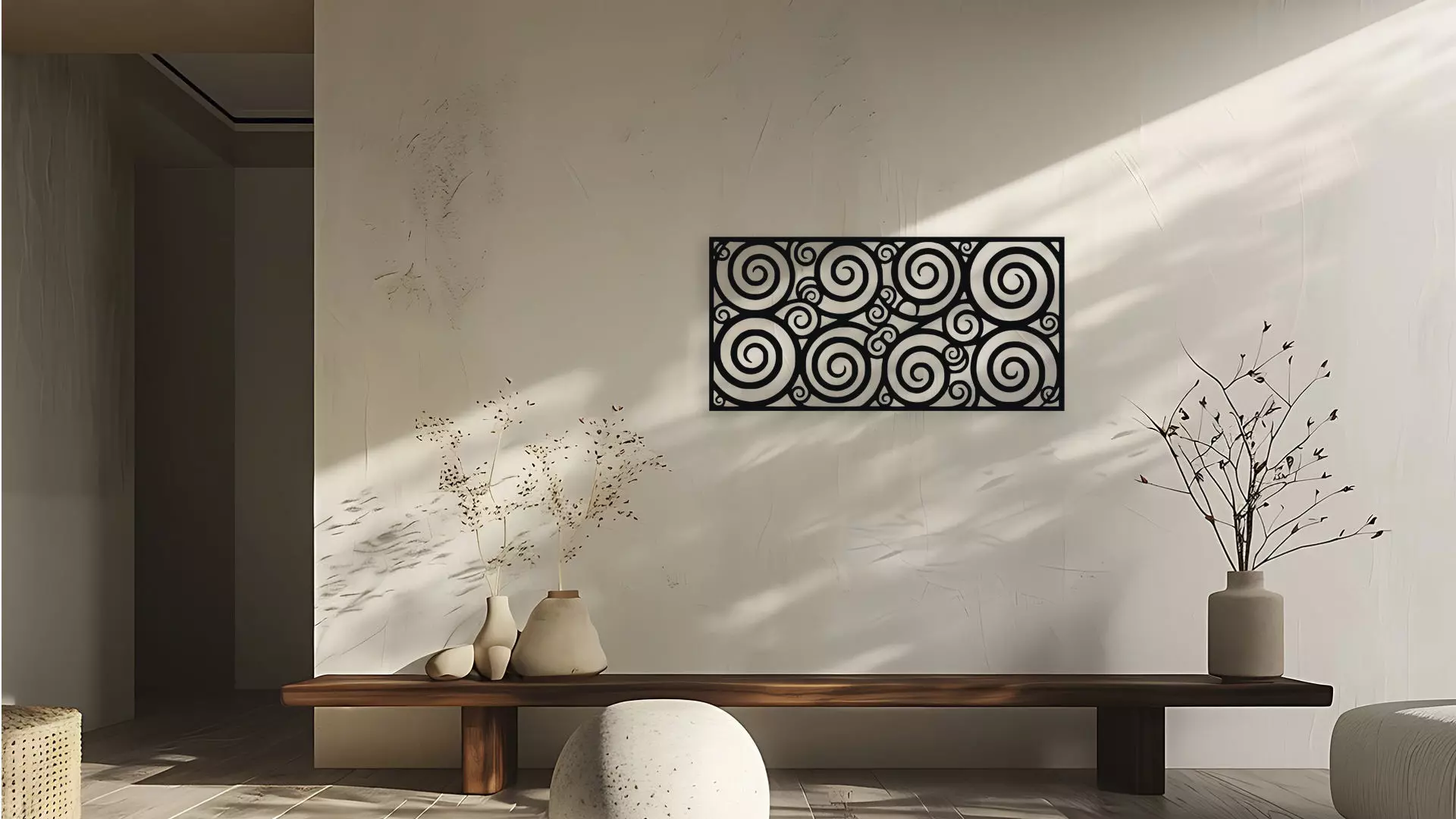 Elegant Swirls Wall Decor Art Panel Vector 3D Print 3D model