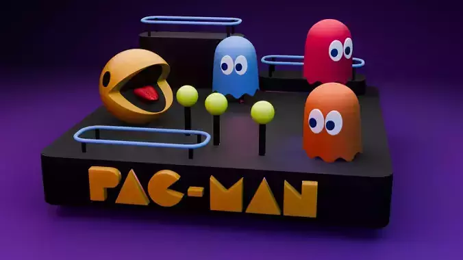 Retro Arcade Vibe 80s Pac-Man Diorama