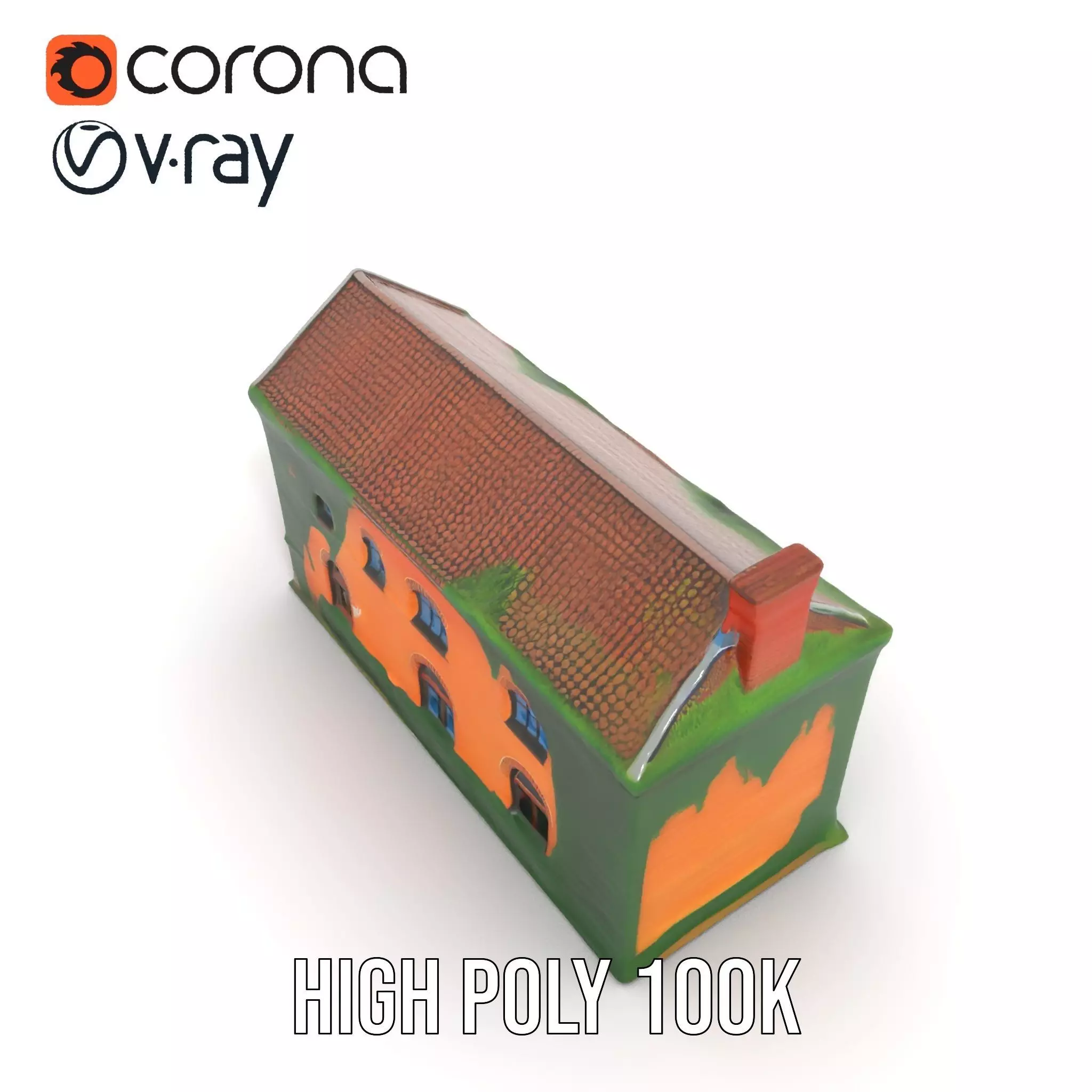 Rustic Brick House model pack Low-poly 3D model_22