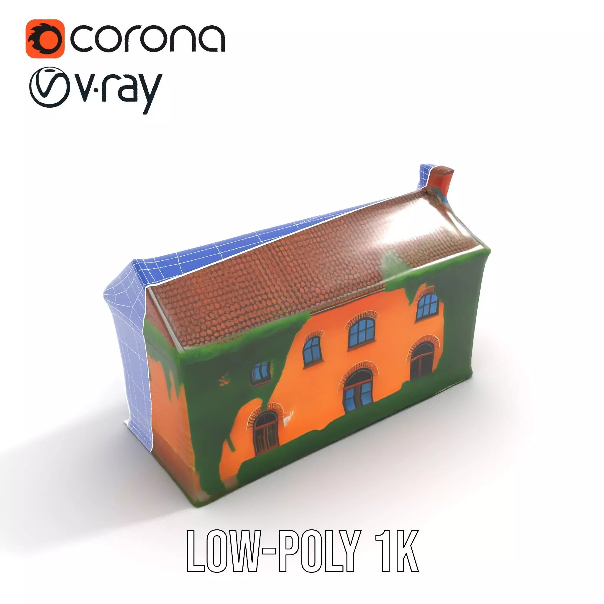 Rustic Brick House model pack Low-poly 3D model_15