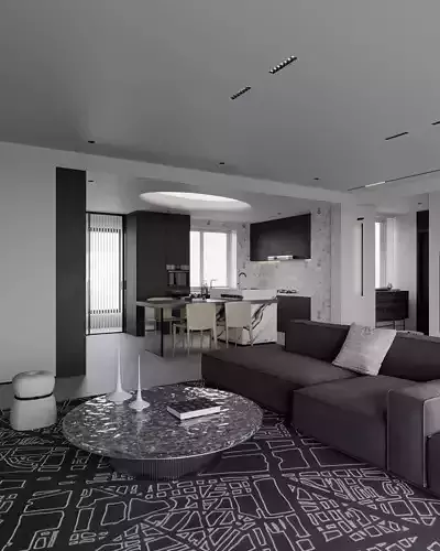 modern living and dining room interior 