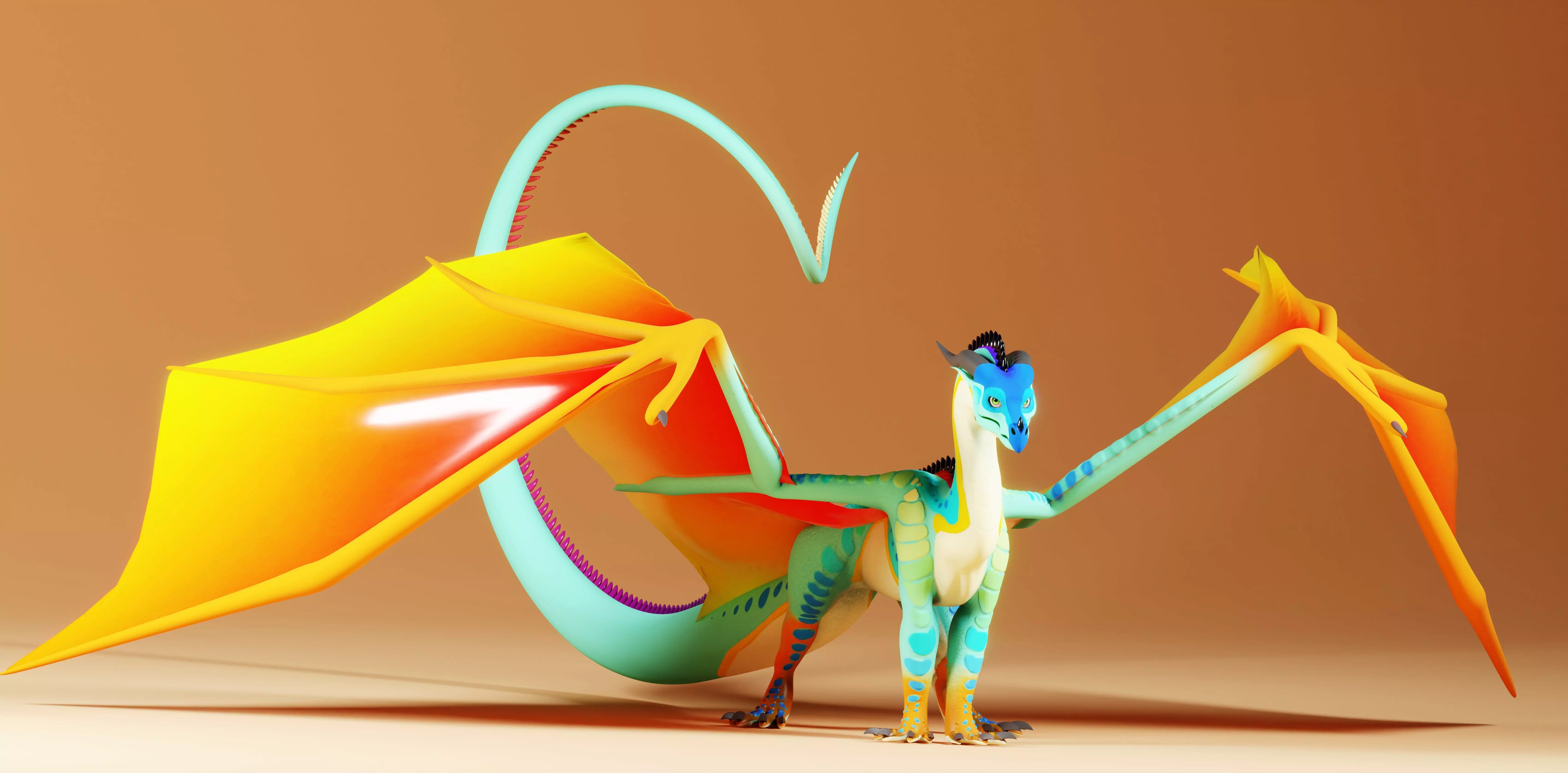 wings of fire rain wing rigged 3D model 3D model_0