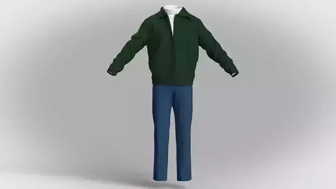 Urban Modern-day Male Turtle Neck Straight Jeans Jacket Set