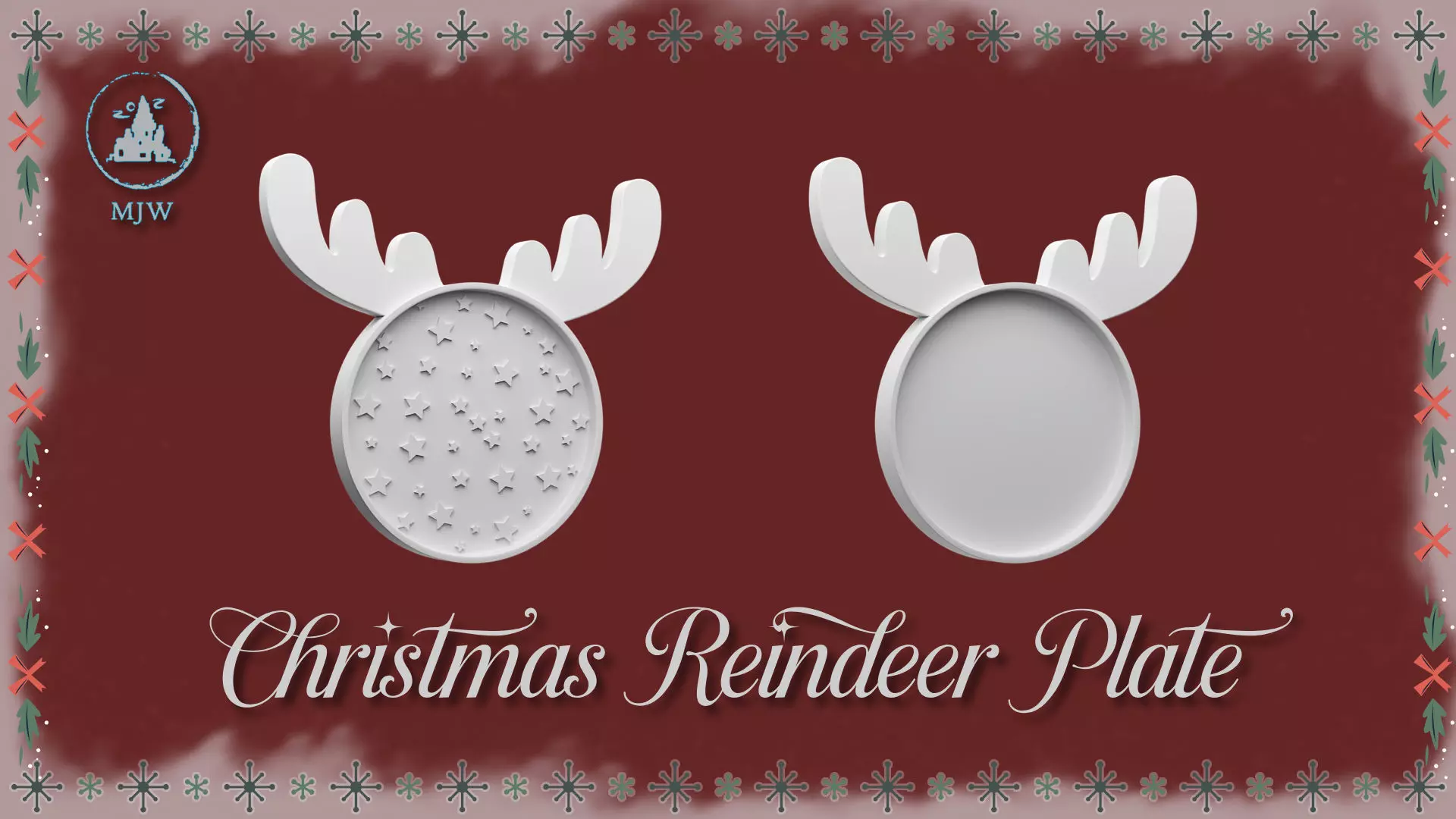 Christmas Reindeer Plate Miniature Dollhouse Kitchen 3D print model_1
