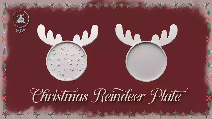 Christmas Reindeer Plate Miniature Dollhouse Kitchen 3D print model Christmas Reindeer Plate Miniature Dollhouse Kitchen 3D print model